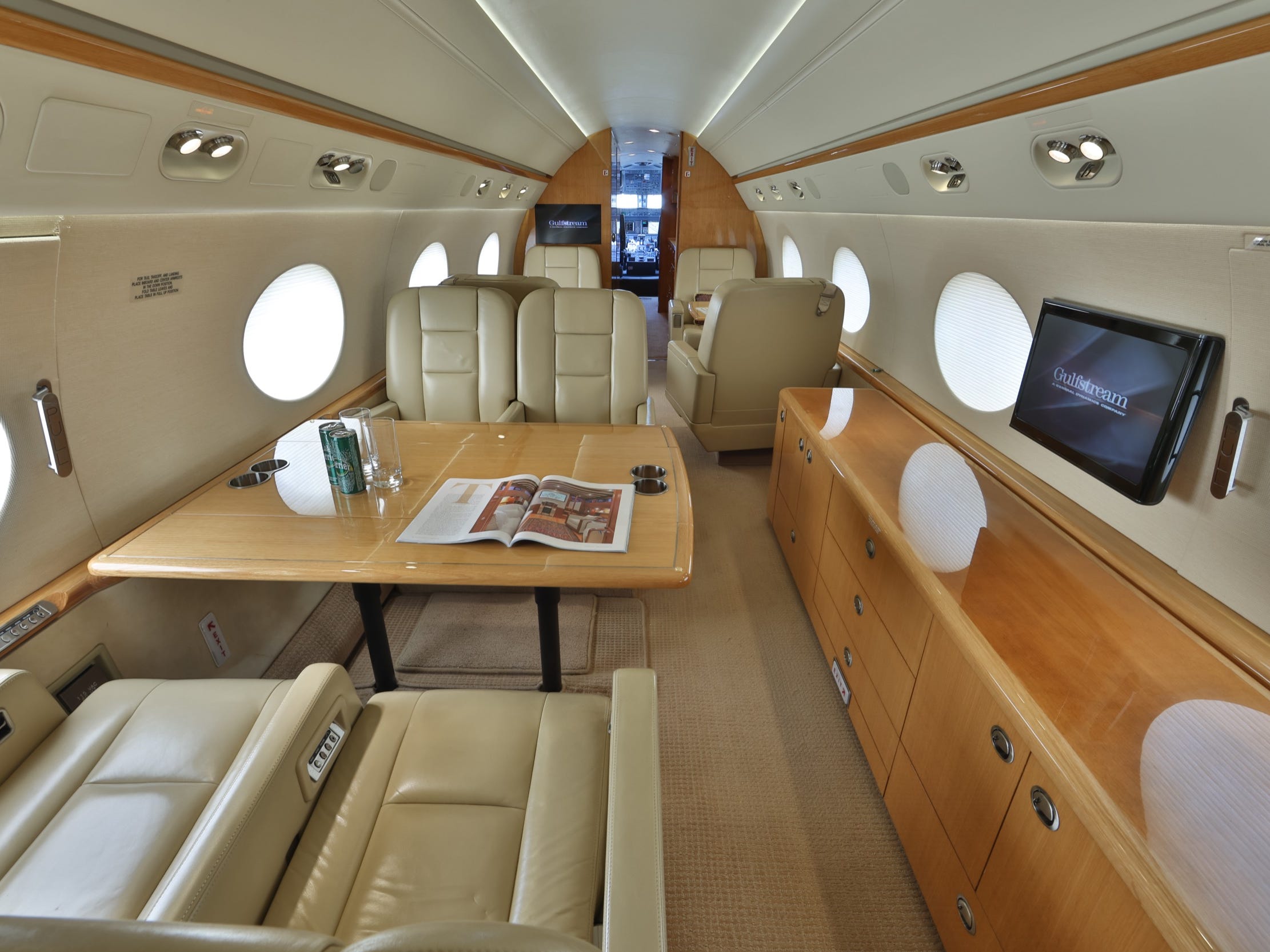 A Gulfstream G550 private jet.