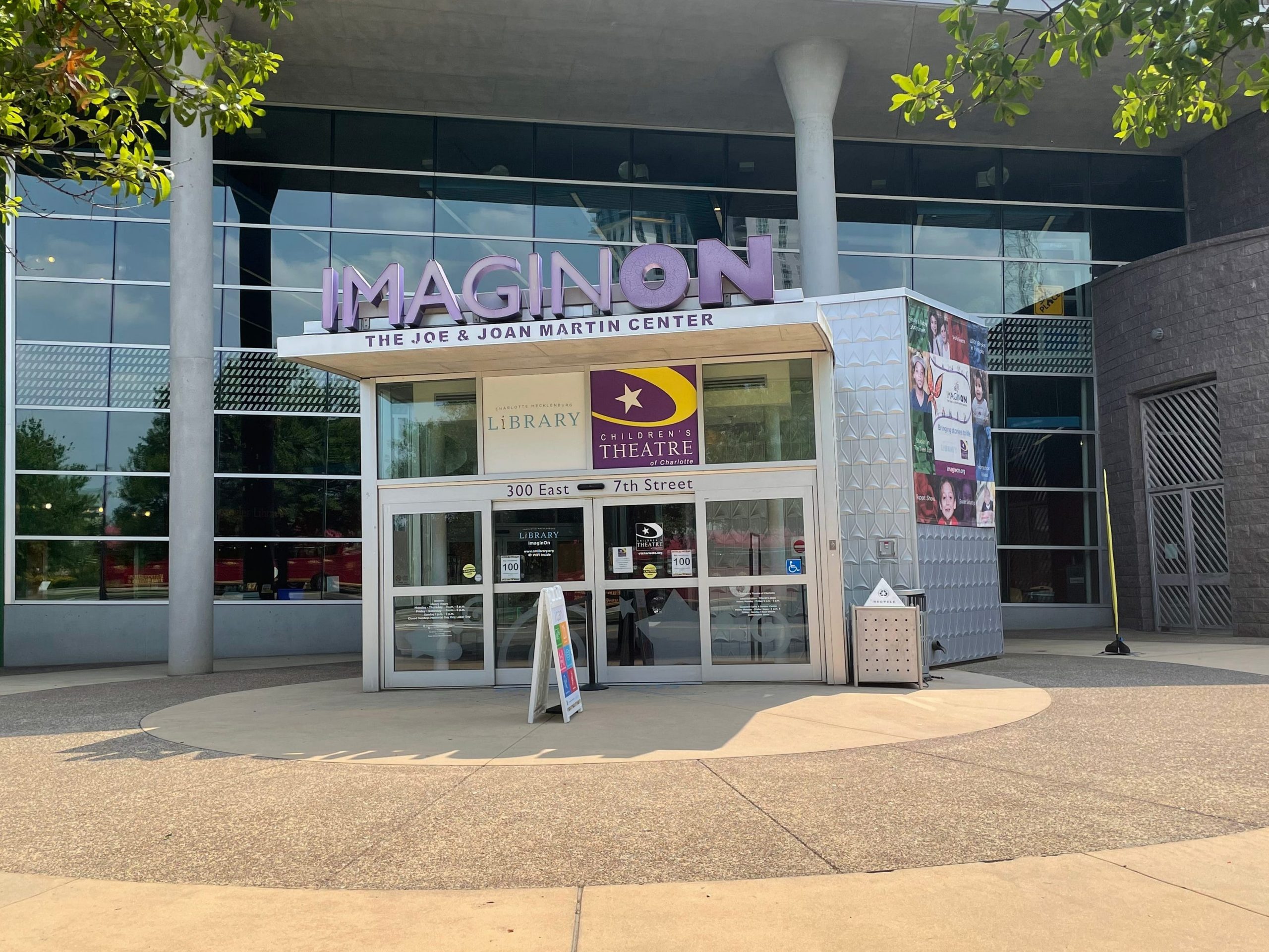 exterior shot of entrance to imaginon charlotte north carolina