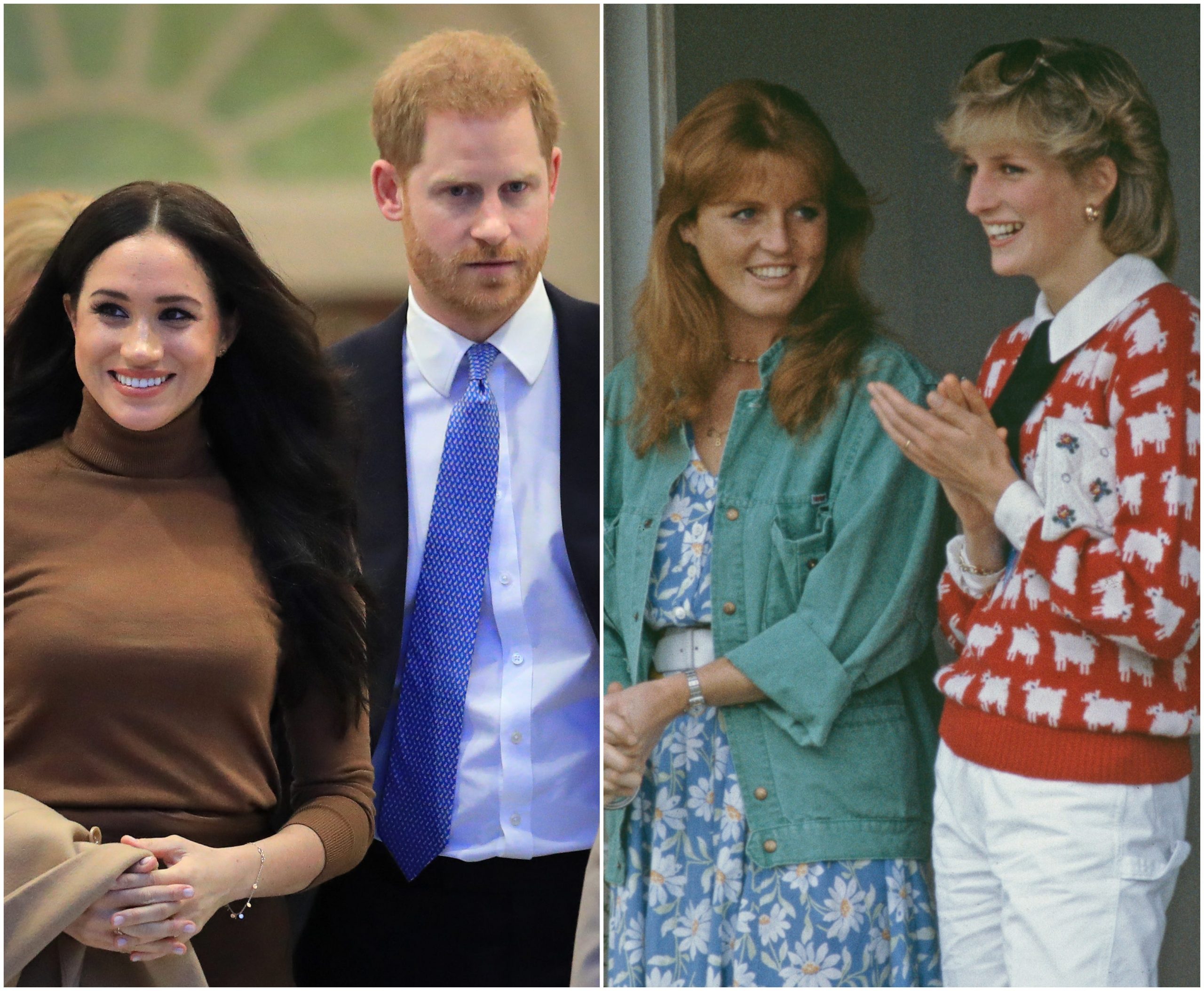 Preview featuring Princess Diana, Sarah Ferguson, Prince Harry, and Meghan Markle.