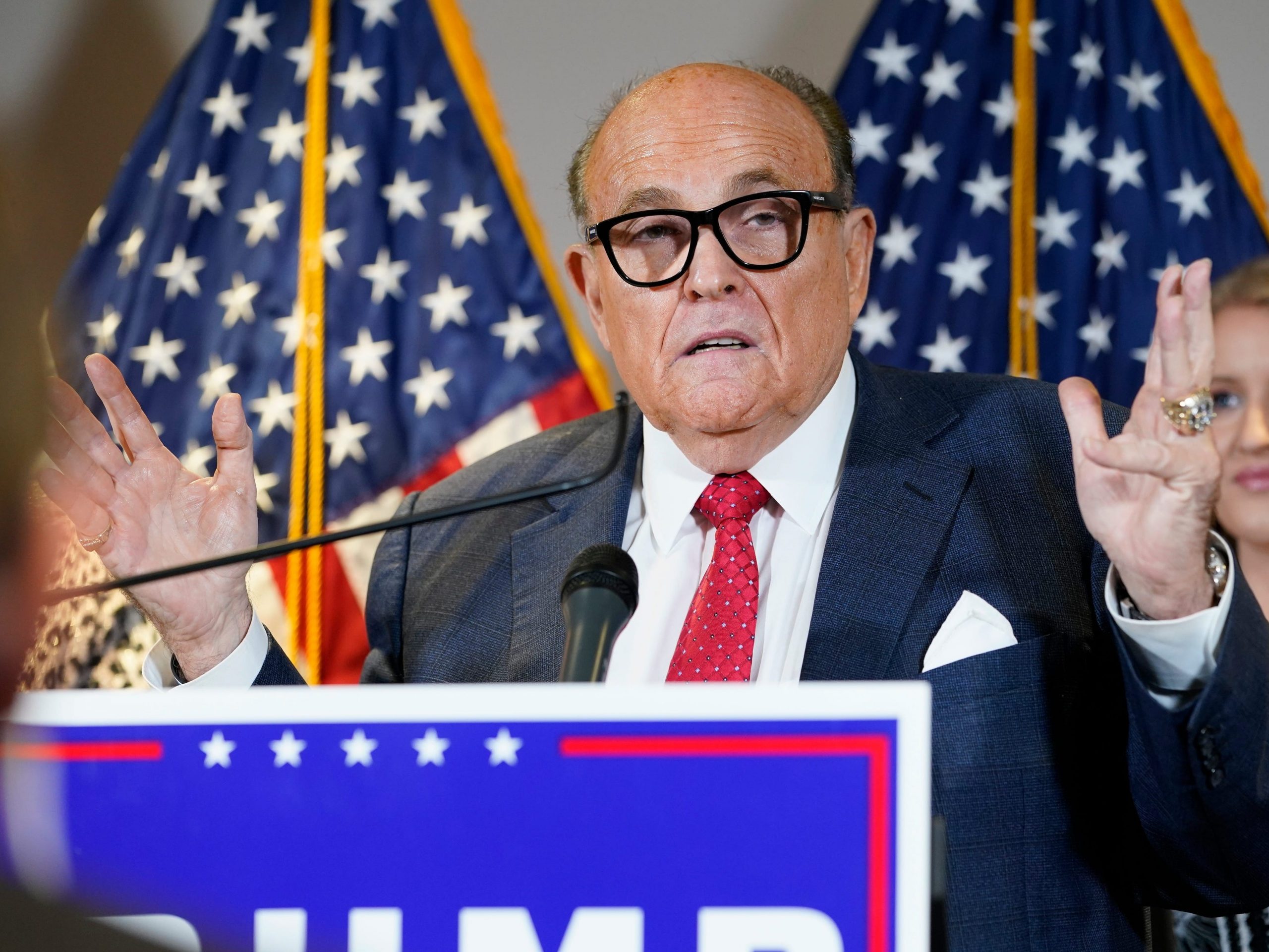 Former Mayor of New York Rudy Giuliani, a lawyer for President Donald Trump, speaks during a news conference at the Republican National Committee headquarters, Thursday Nov. 19, 2020, in Washington.