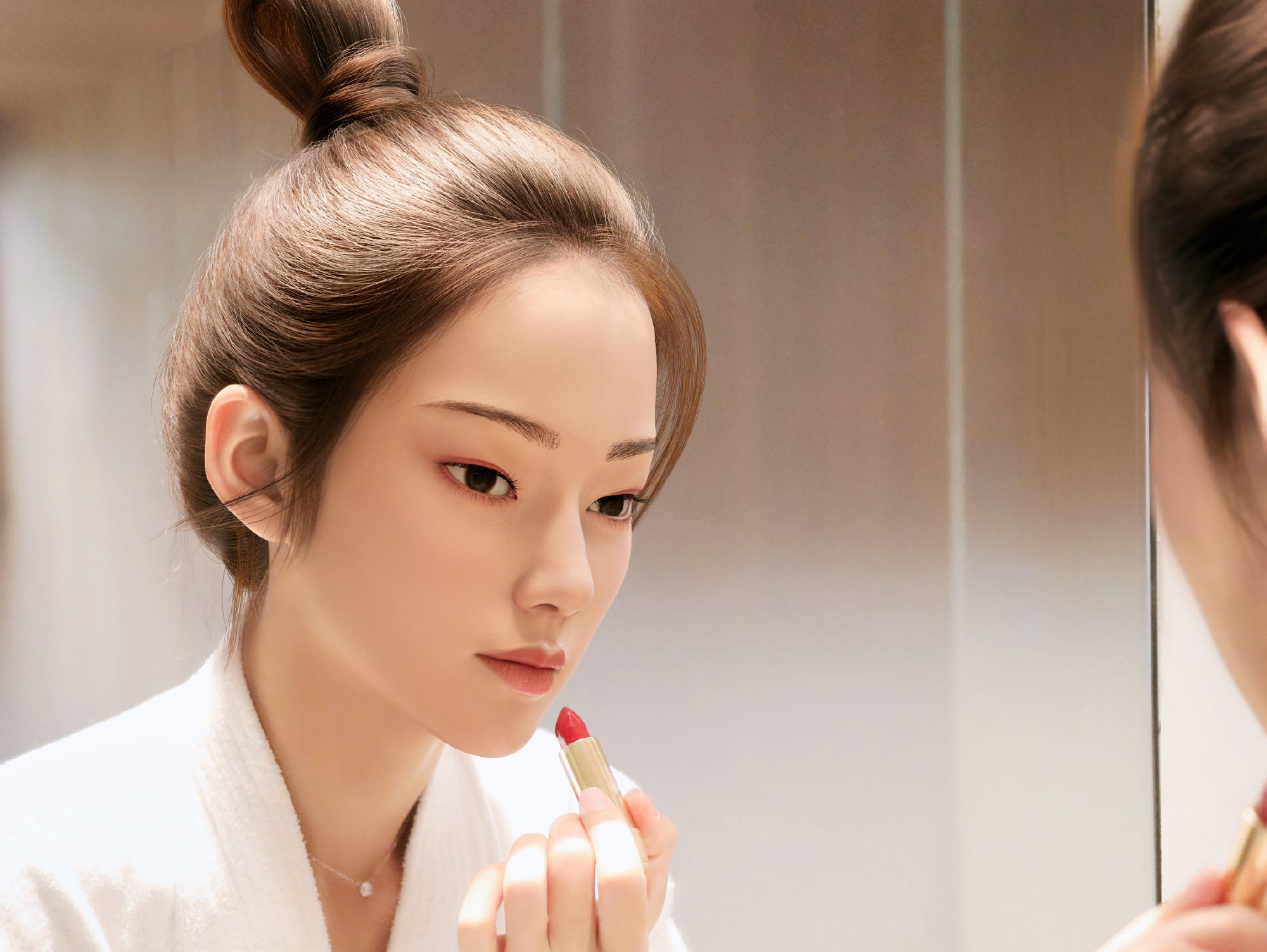 Ling adverteert met tal van producten, van make-up tot bubble thee. Ze verscheen ook in tijdschriften en is geprogrammeerd om levensechte fotoshoots te doen, waar ze in realistische omgevingen wordt geplaatst. Afbeelding: Ling/Weibo