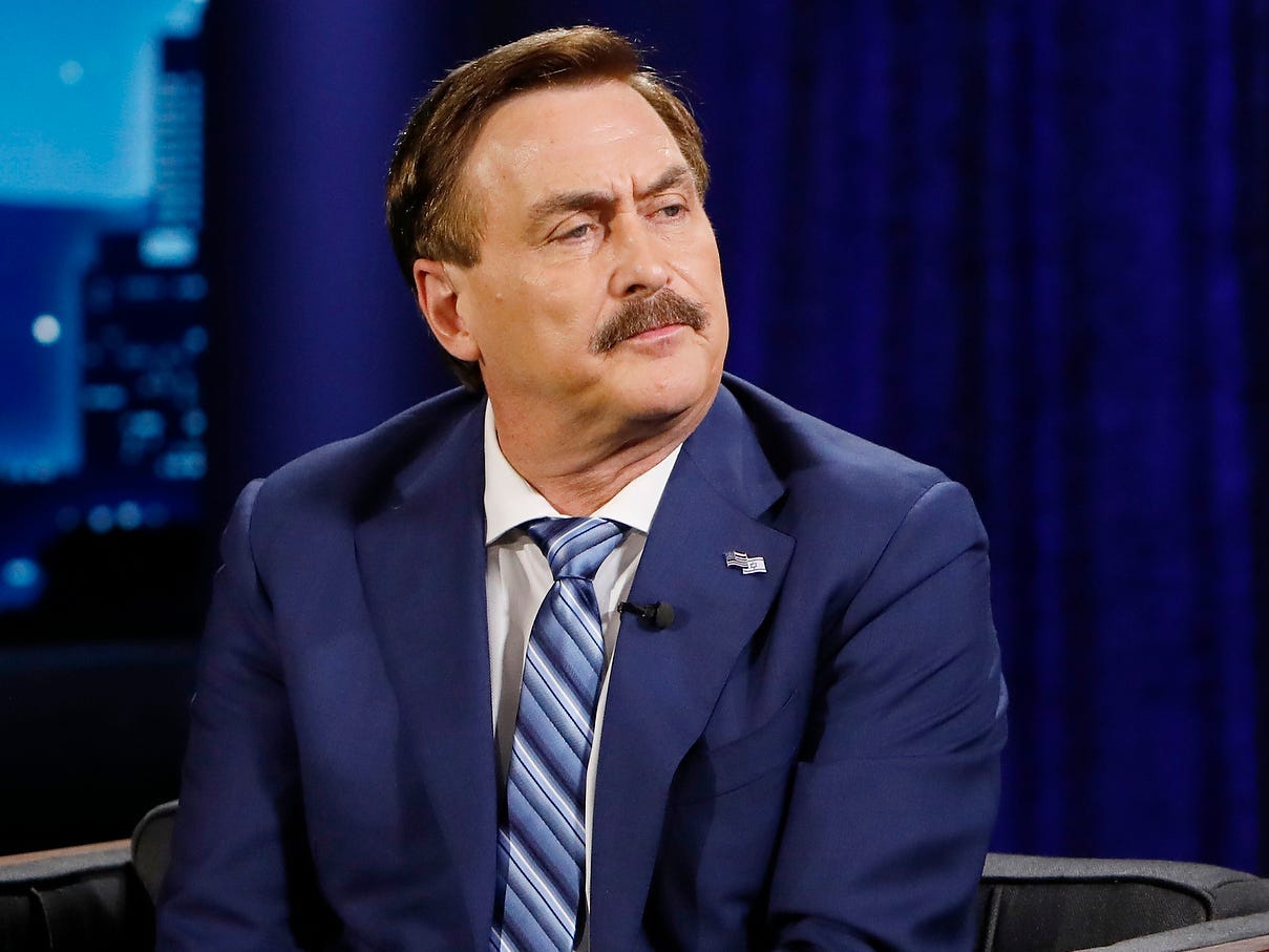 Mike Lindell speaks to Jimmy Kimmel in April 2021