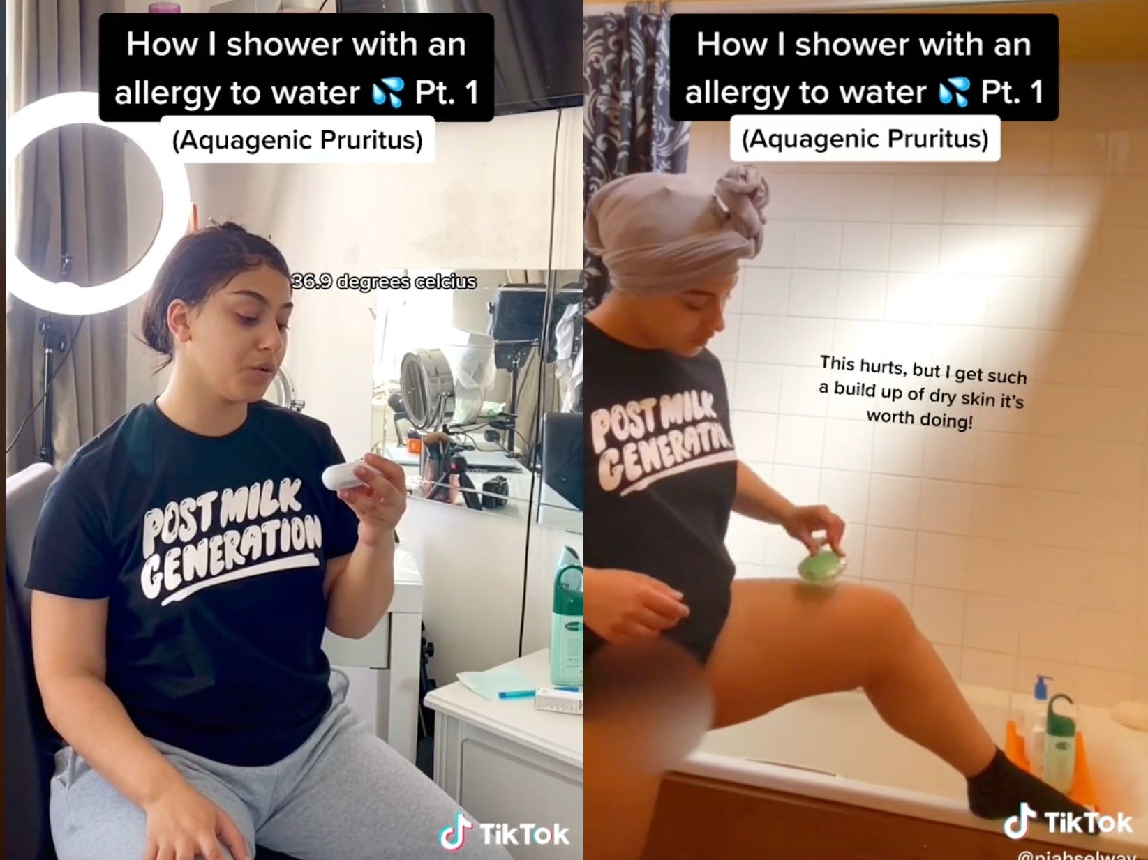 A woman allergic to water shares her shower routine