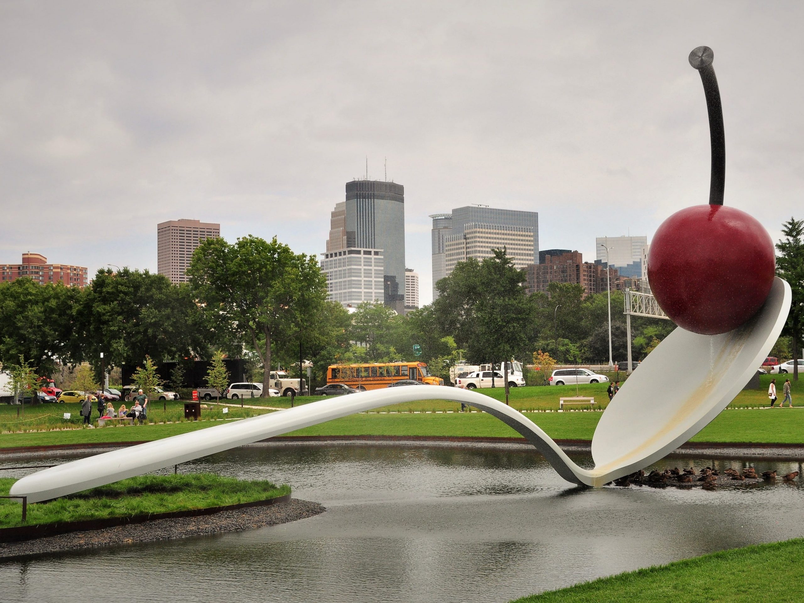 Spoon and cherry sculpture in Minneapolis park