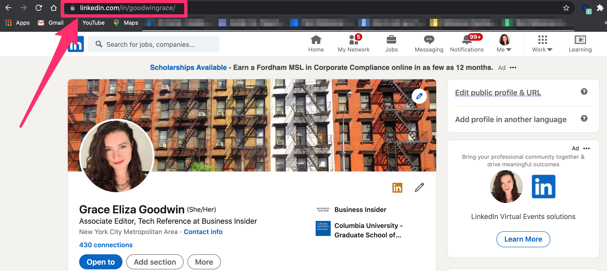 How to find your LinkedIn URL or change it to a custom address