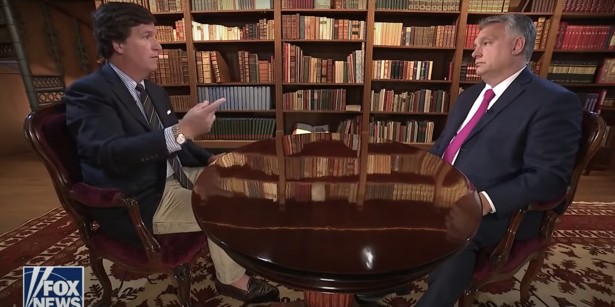 Tucker Carlson interviewing Viktor Orbán
