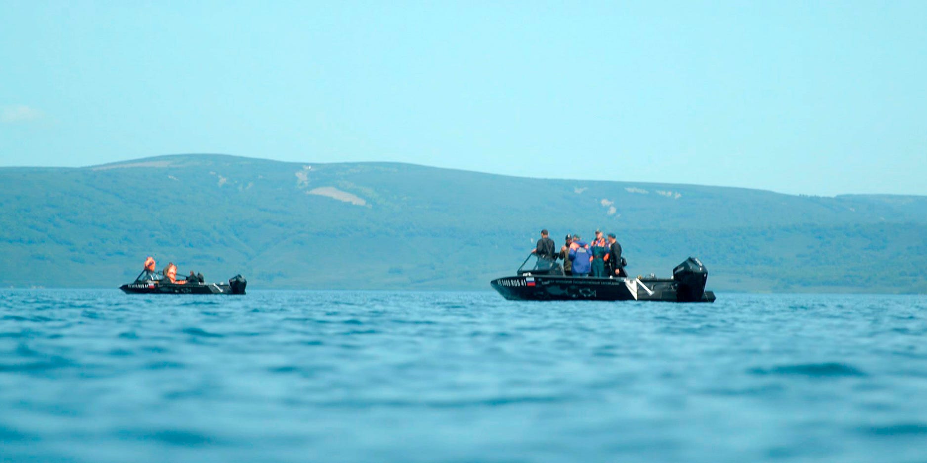 Rescue boats in a lake