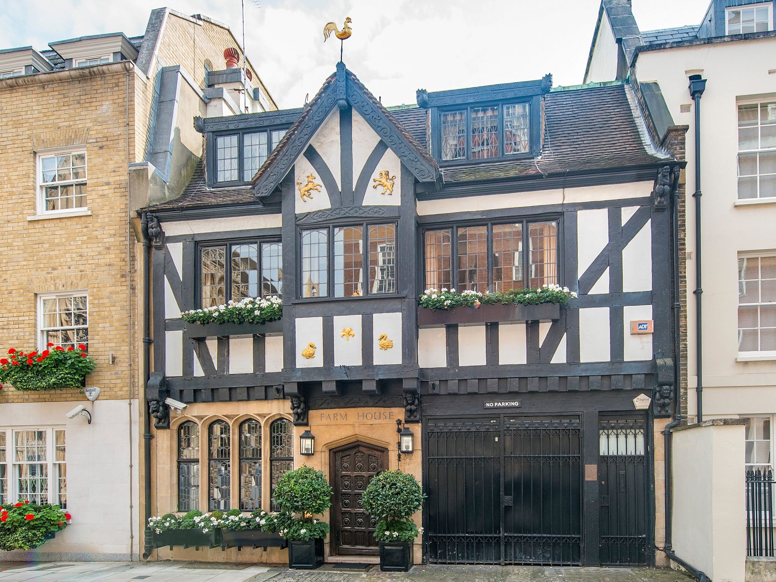 The exterior view of Farm House in Mayfair, London.