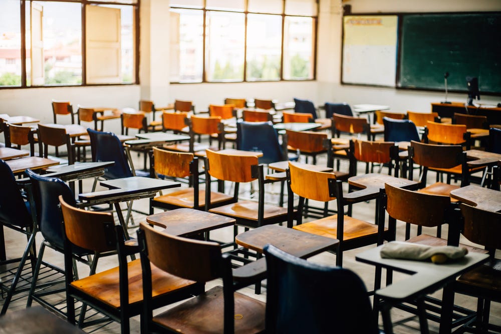 Lecture chairs in a classroom.