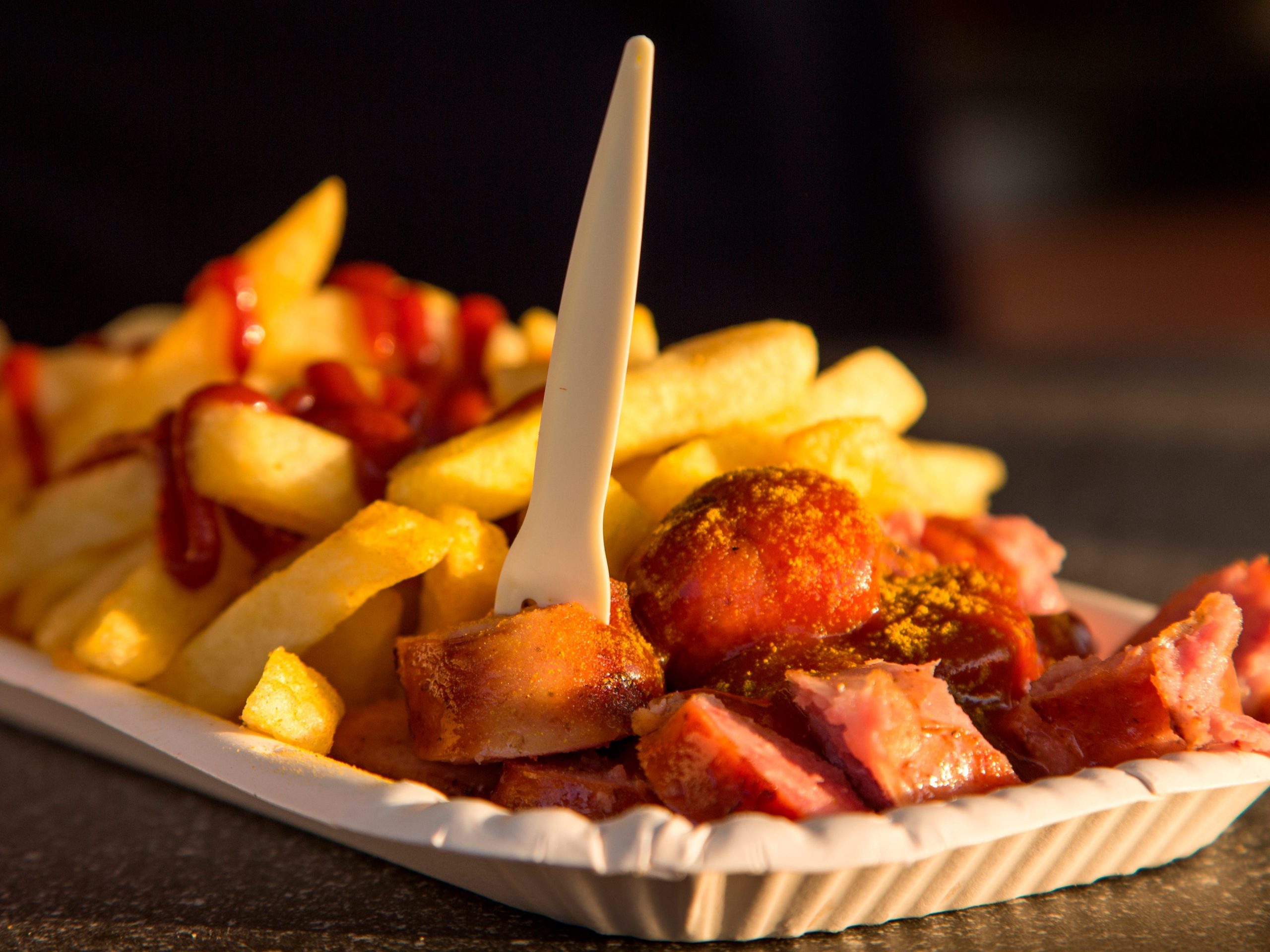 Currywurst with fries