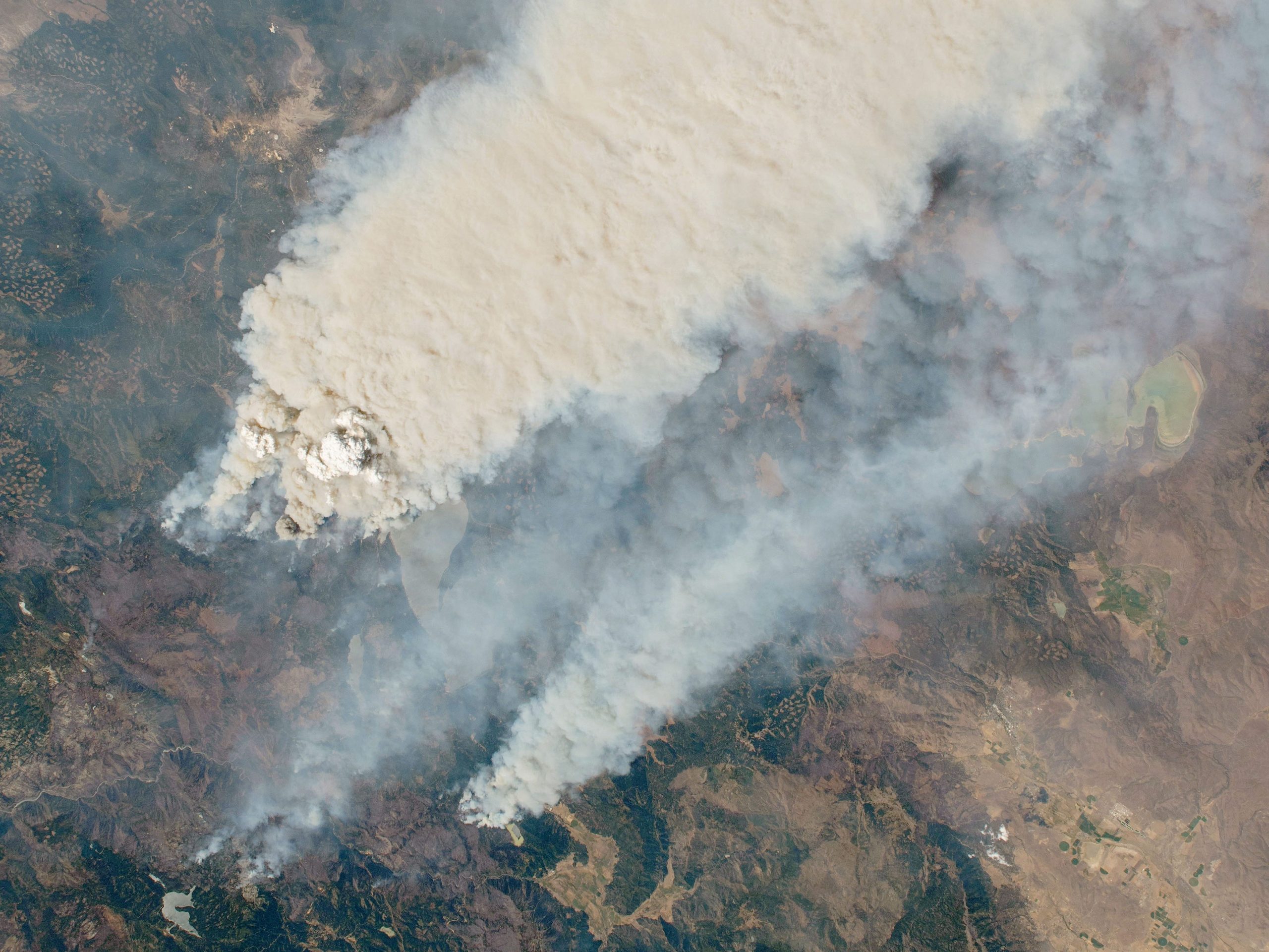 smoke plumes dixie fire as seen from space