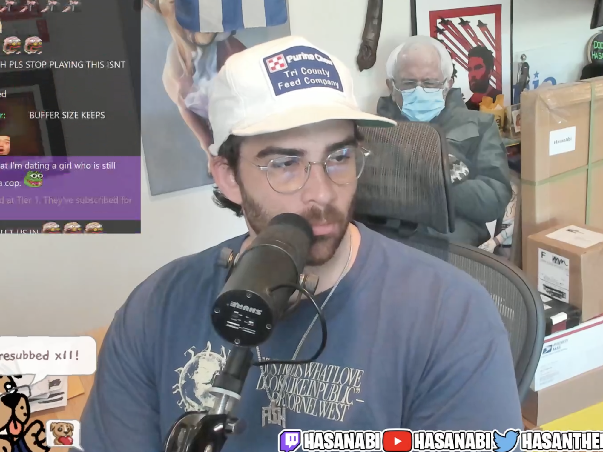 Hasan Piker in a Twitch stream.