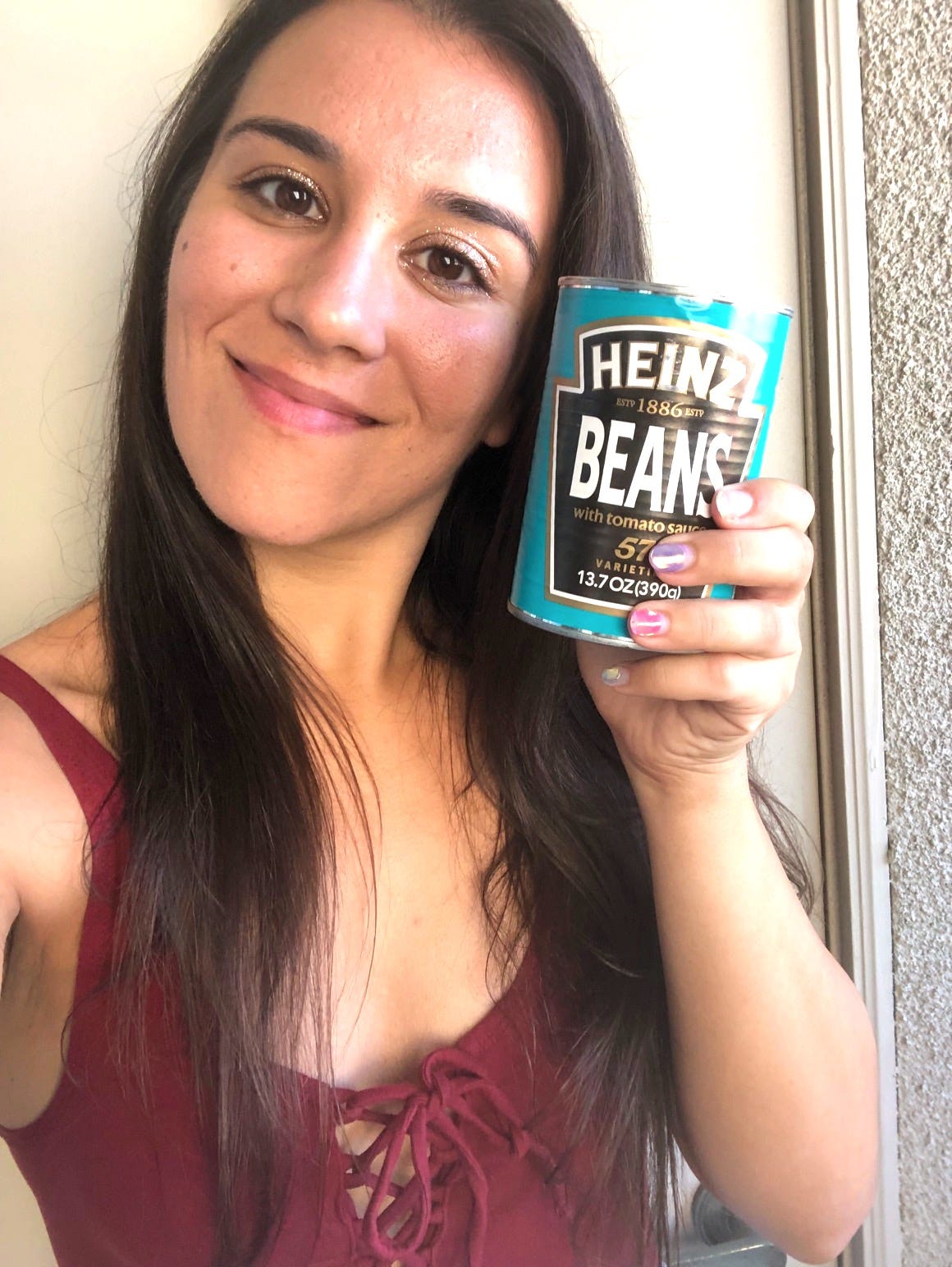 Anneta with British baked beans