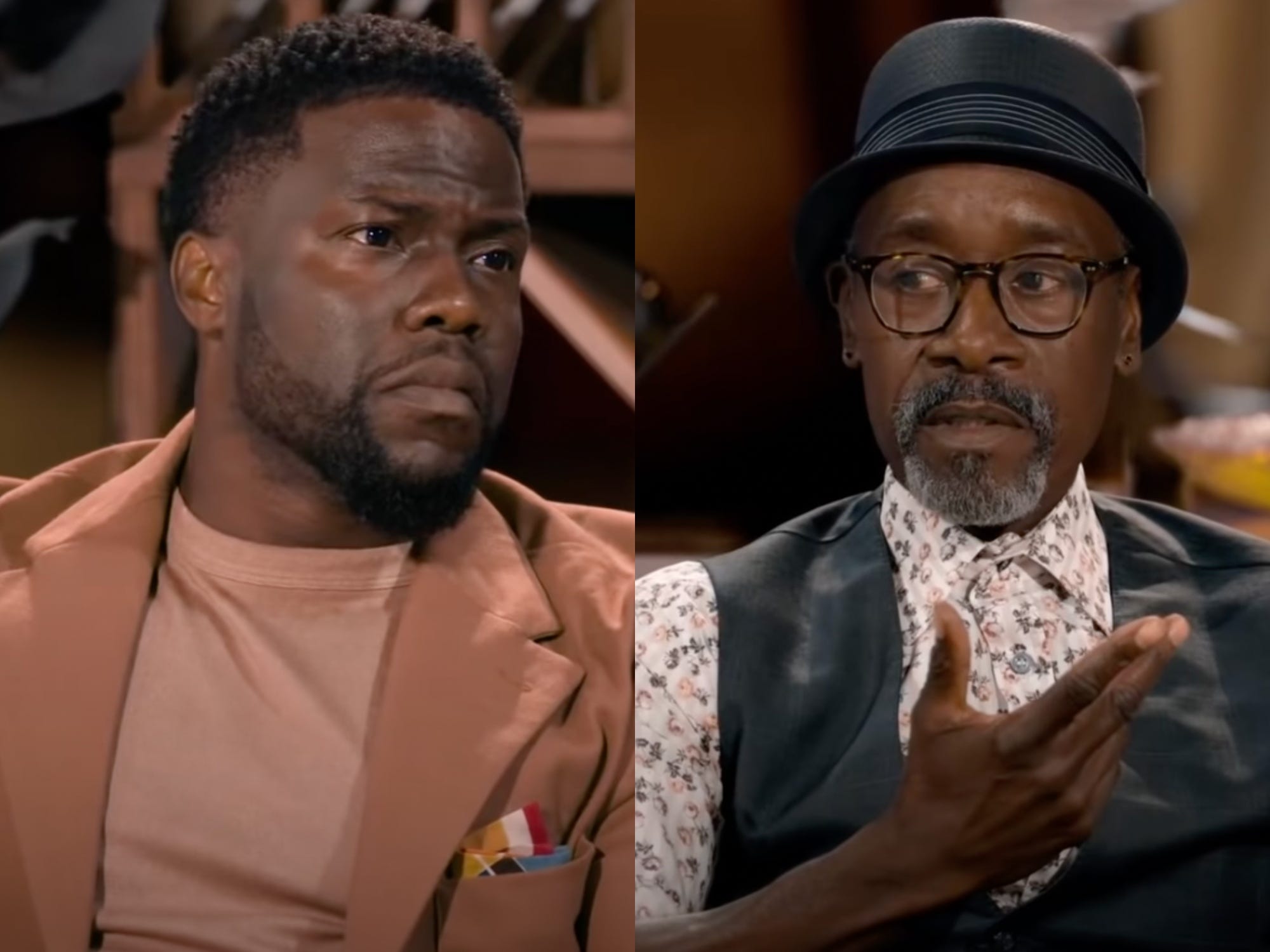 Kevin Hart on the left, Don Cheadle on the right