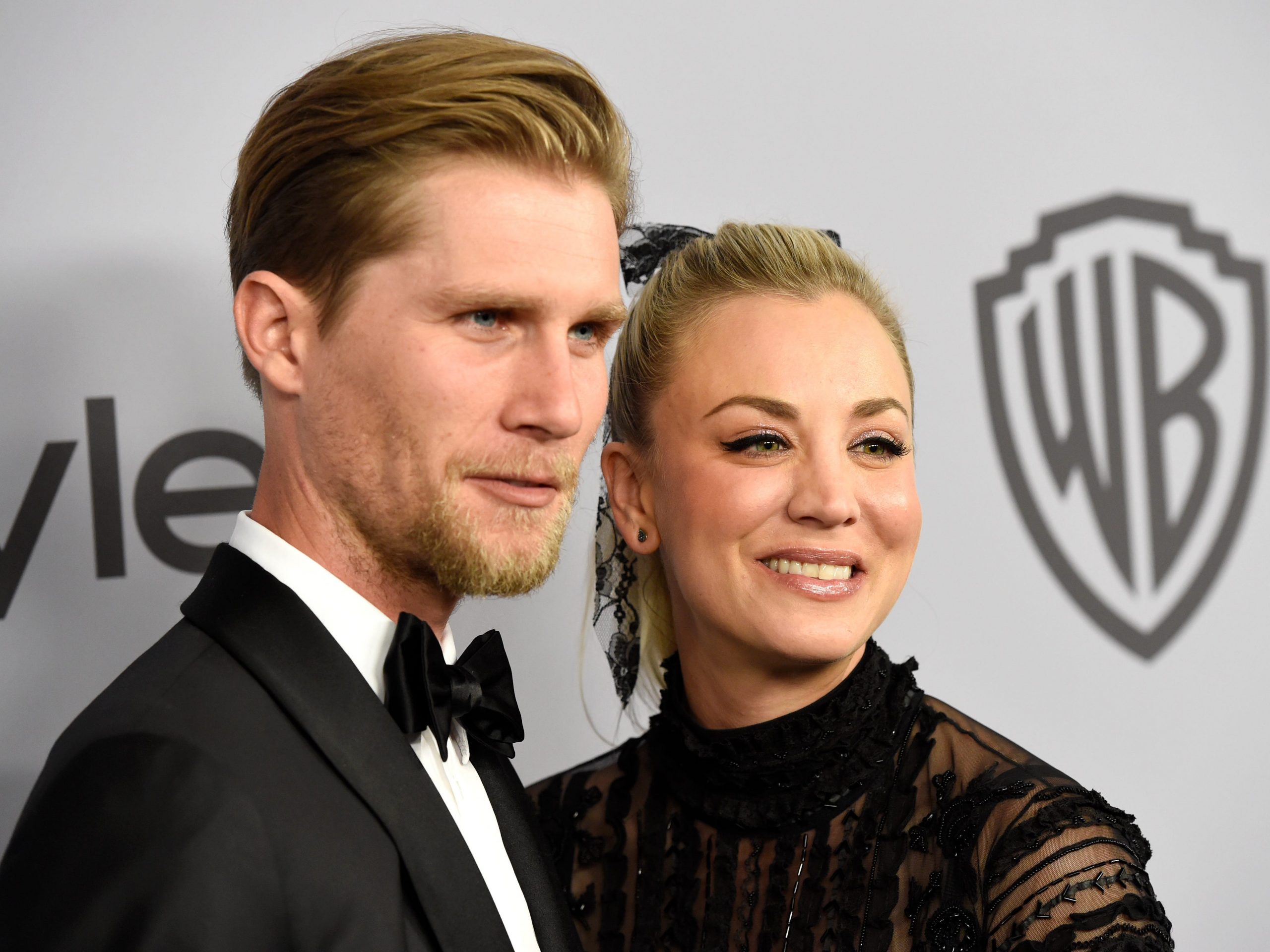 Kaley Cuoco and her husband, Karl Cook, on the red carpet together.