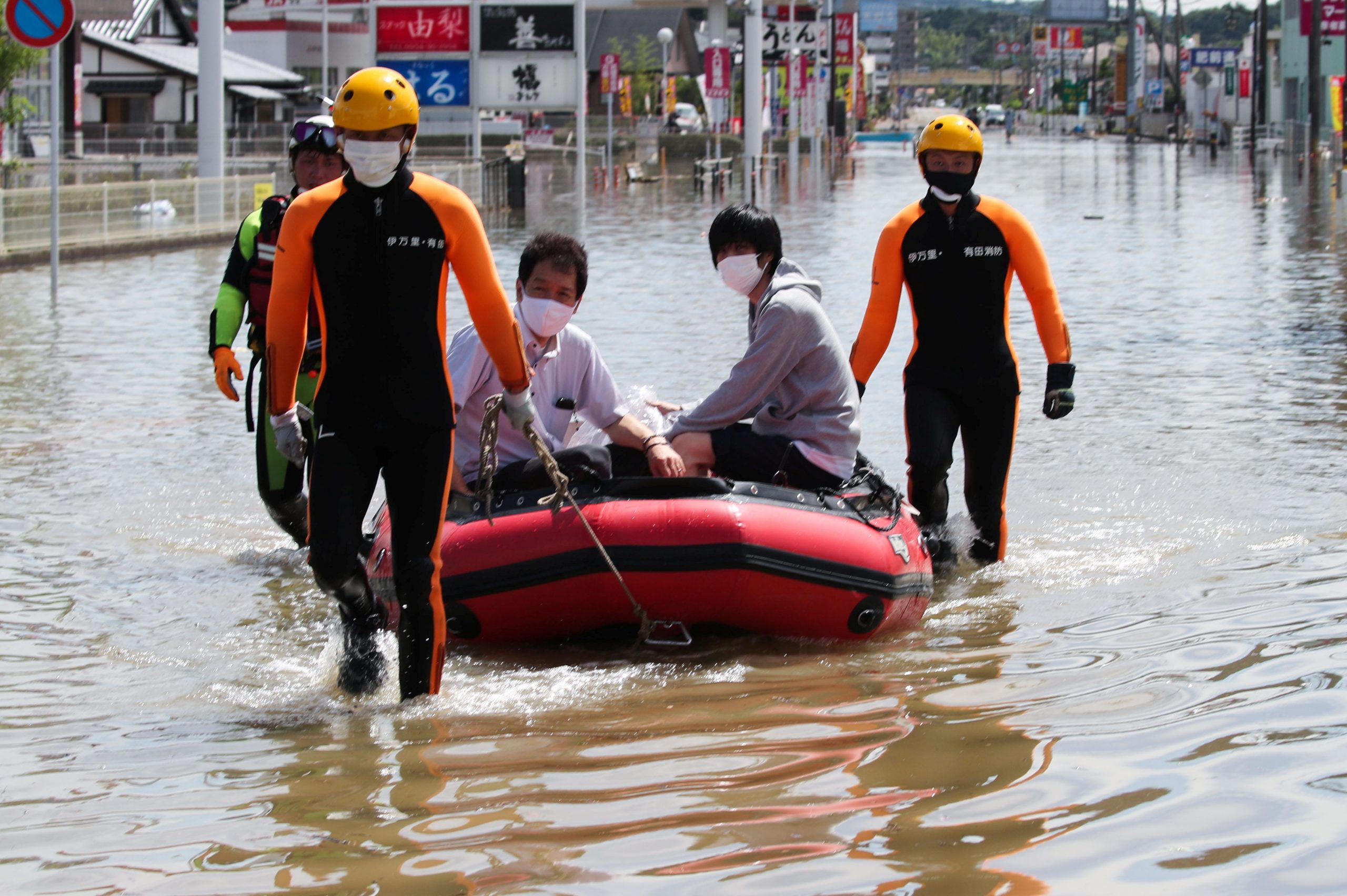 Rescue Boats in Japan, flooding