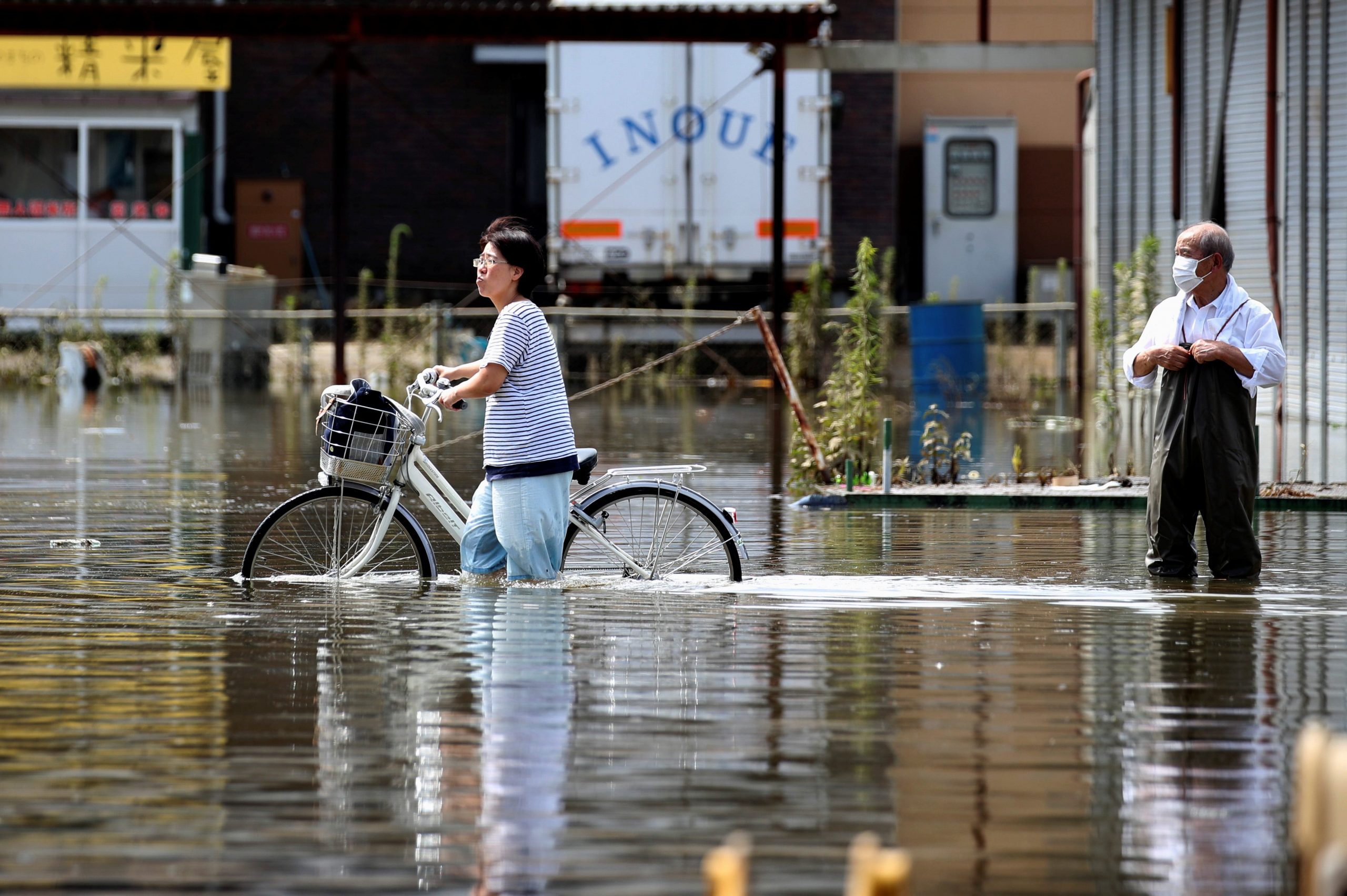 Japan flooded streets August