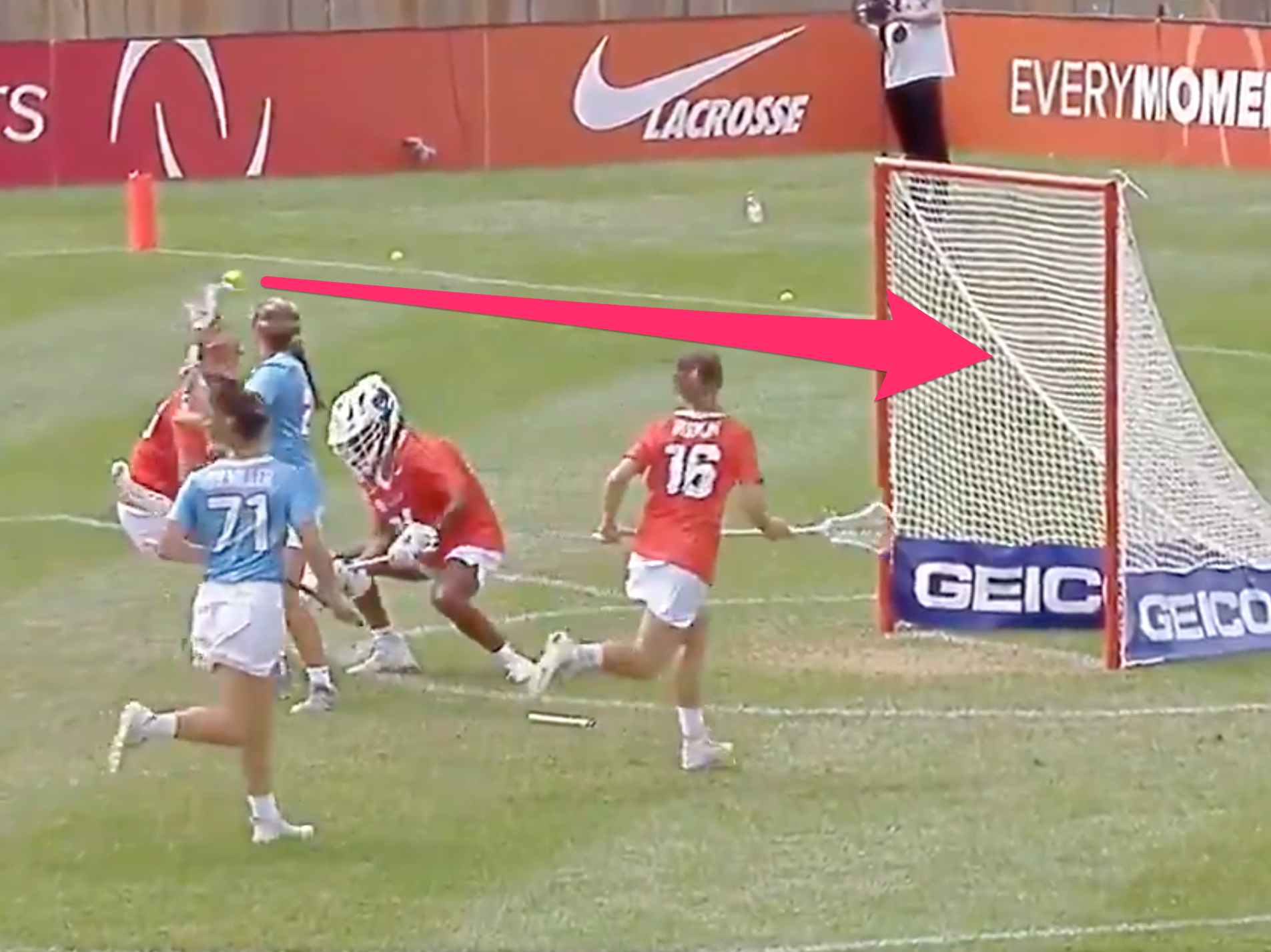 Nicole Levy scores a no-look over-the-shoulder goal.