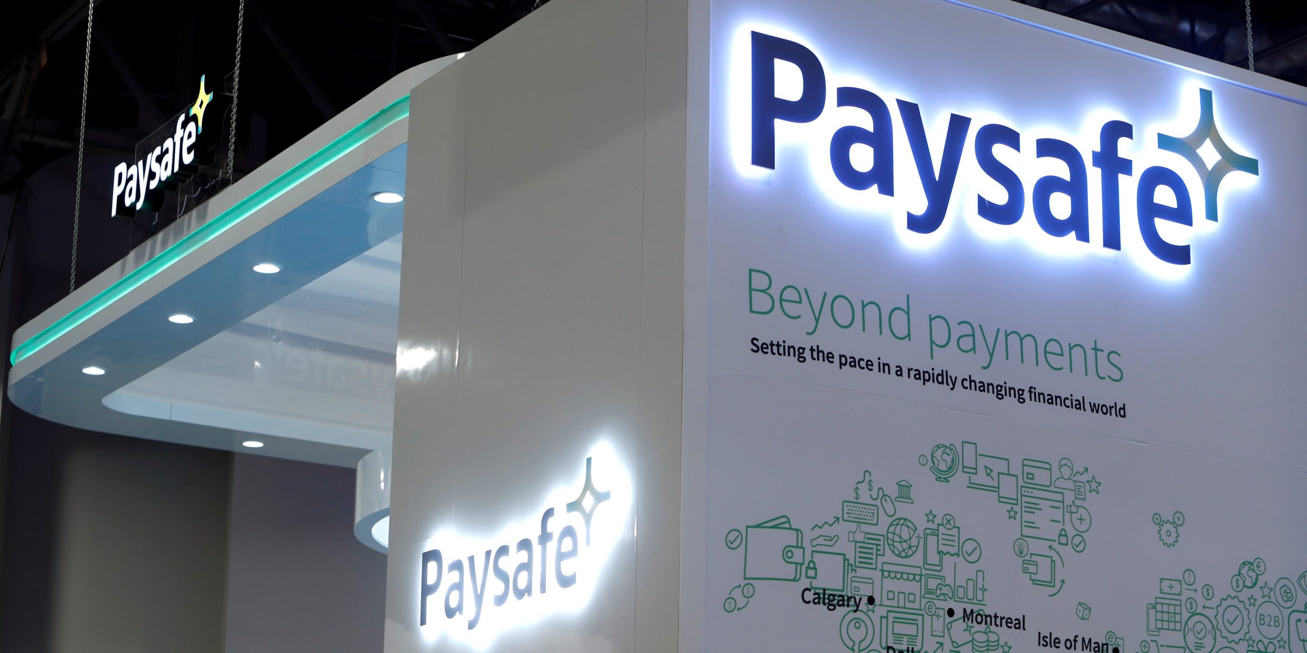 FILE PHOTO: A Paysafe booth is shown on the exhibit hall floor during the Money 20/20 conference in Las Vegas, Nevada, U.S. on October 24, 2017. REUTERS/Steve Marcus