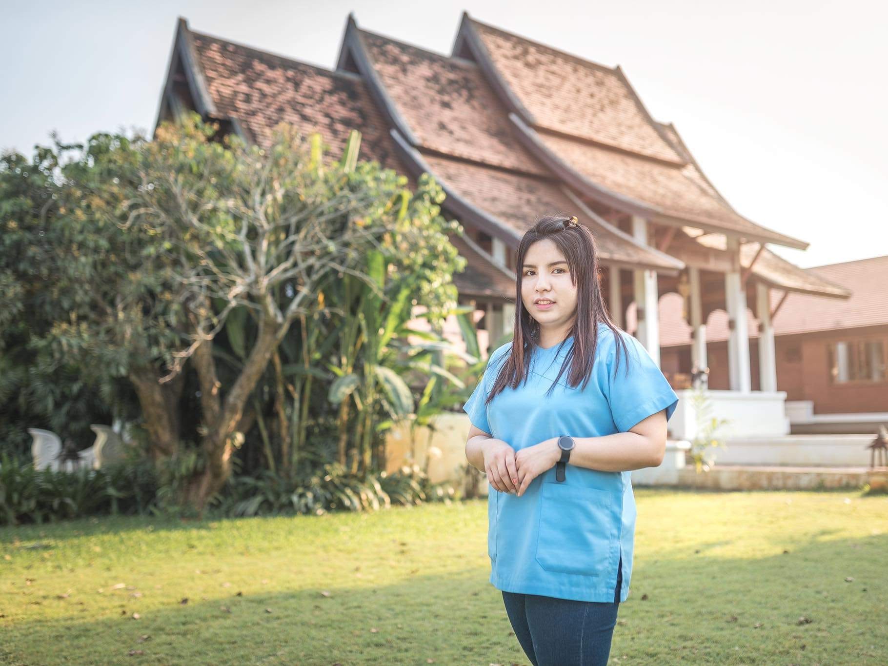 Wichuda Pawin, a Thai psychiatric nurse at The Dawn mental health rehabilitation center, left her family and hometown of Chiang Mai after only a day’s notice to enter Phuket, Thailand, before COVID-19 restrictions closed the province’s borders