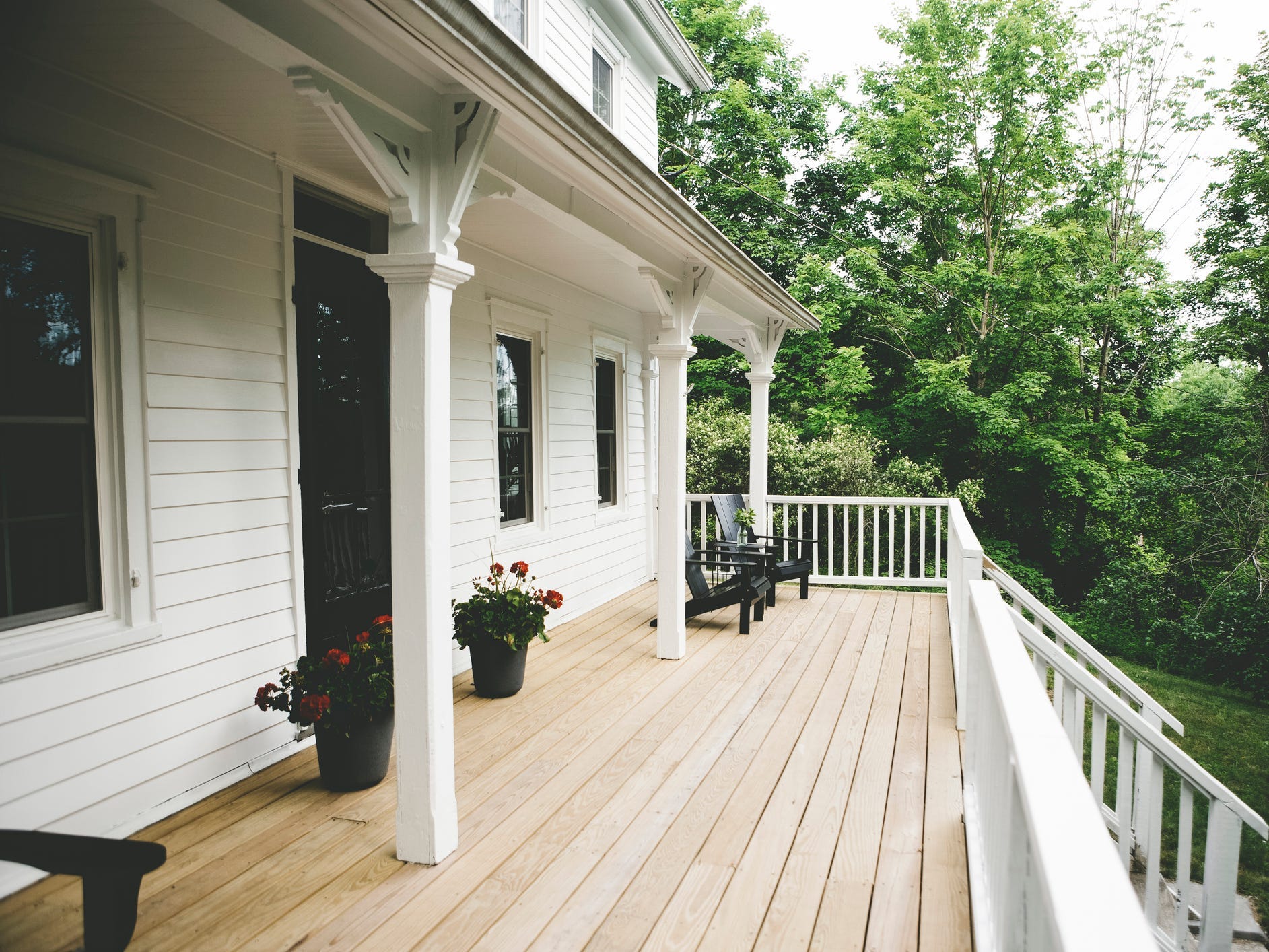 The front porch of a farmhouse