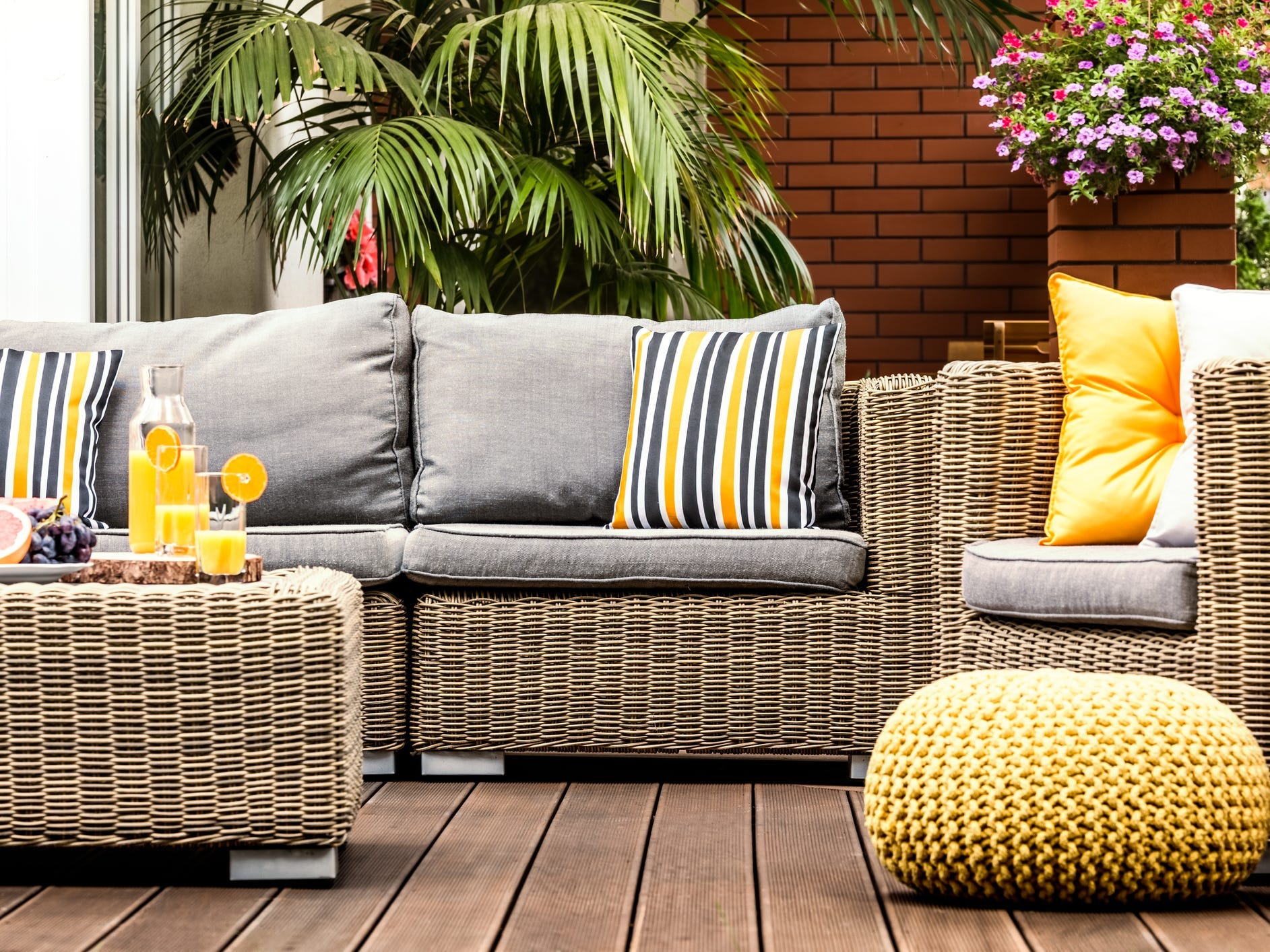 A set of outdoor patio furniture