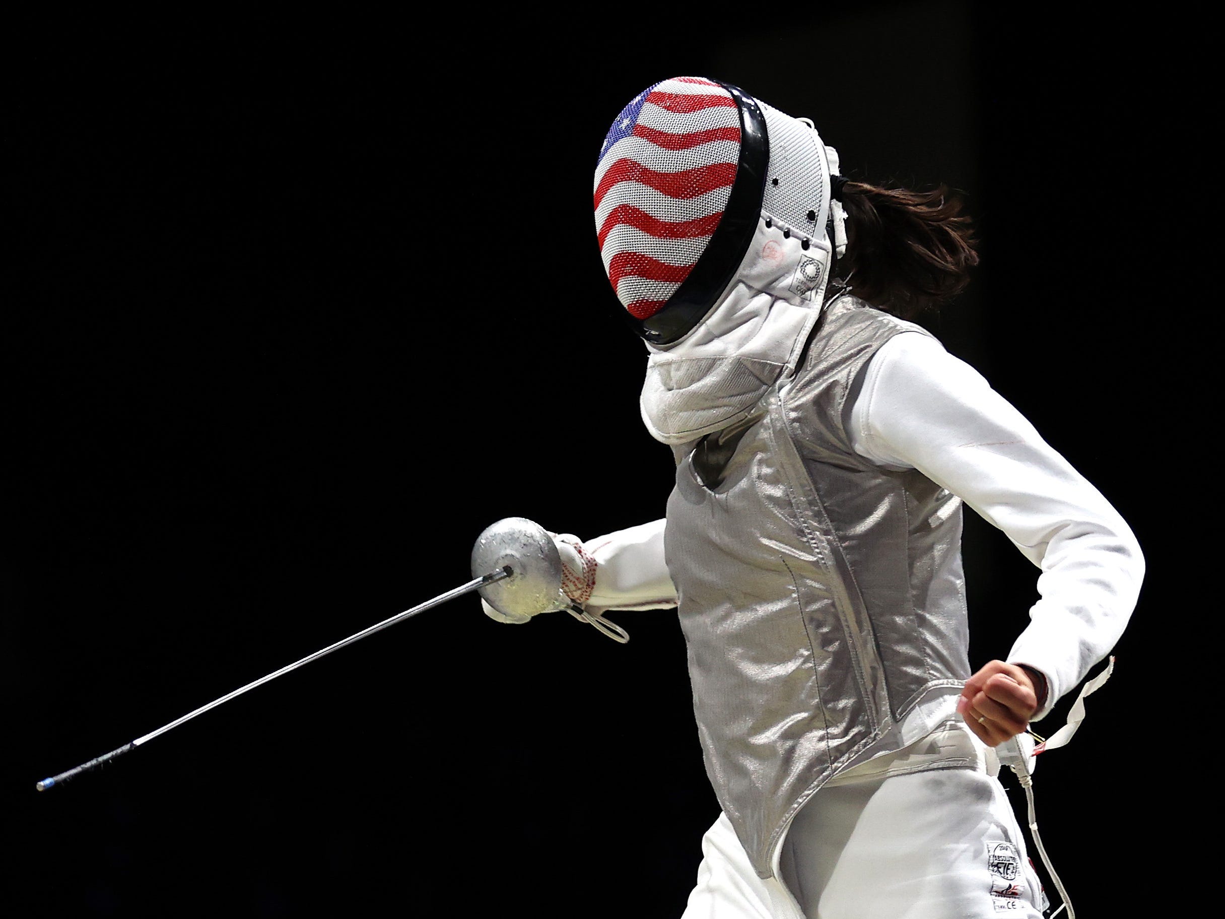 USA fencer Lee Kiefer during the Tokyo Olympics.