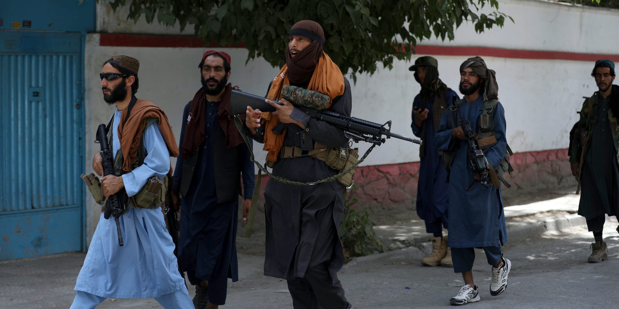 Taliban fighters patrol in Wazir Akbar Khan in the city of Kabul, Afghanistan, Wednesday, Aug. 18, 2021.