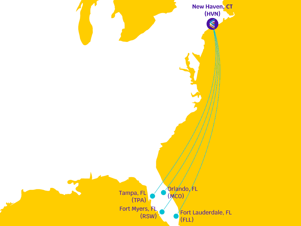 Avelo Airlines route map