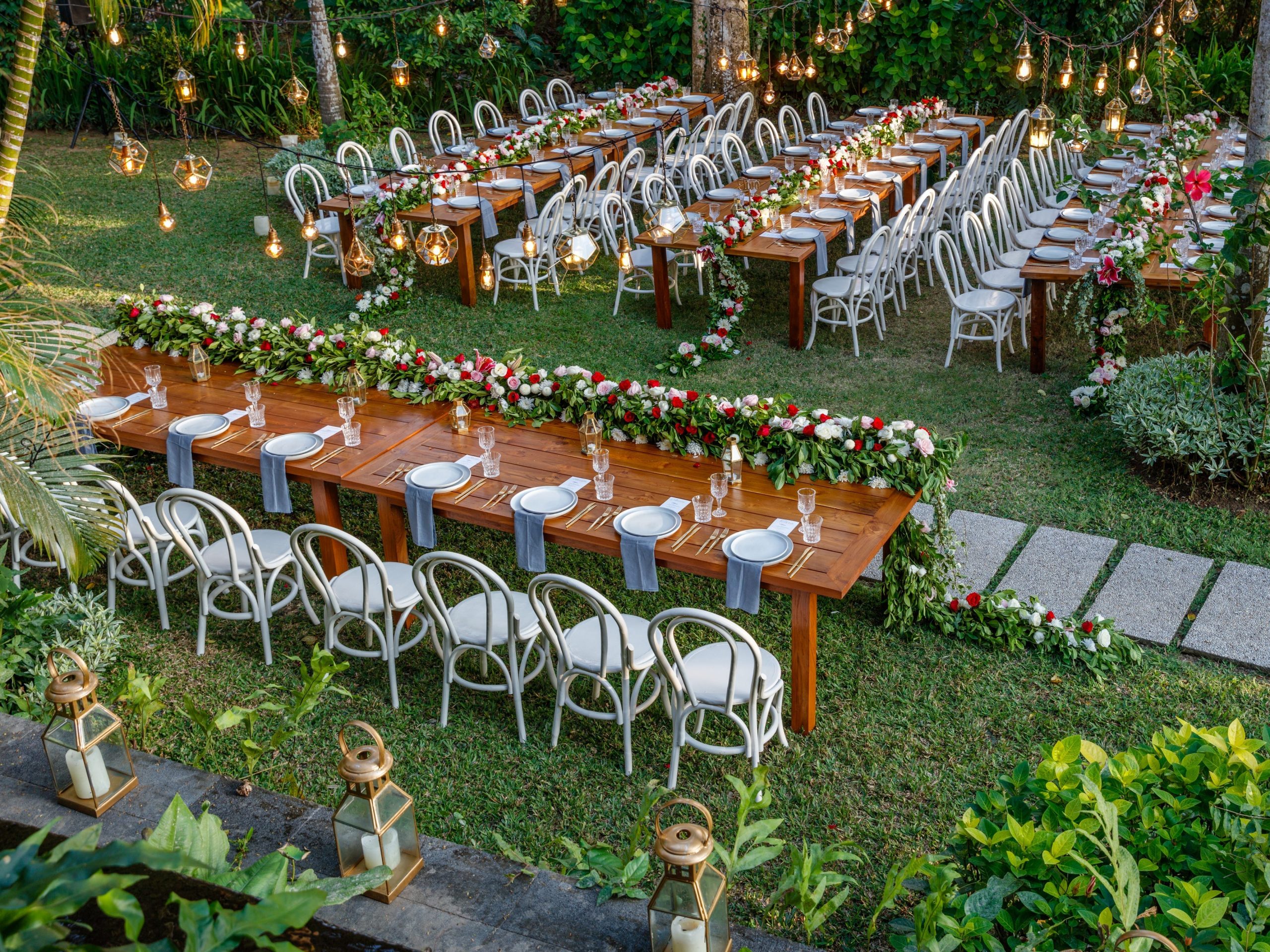 outdoor wedding venue set up and decorated for an event