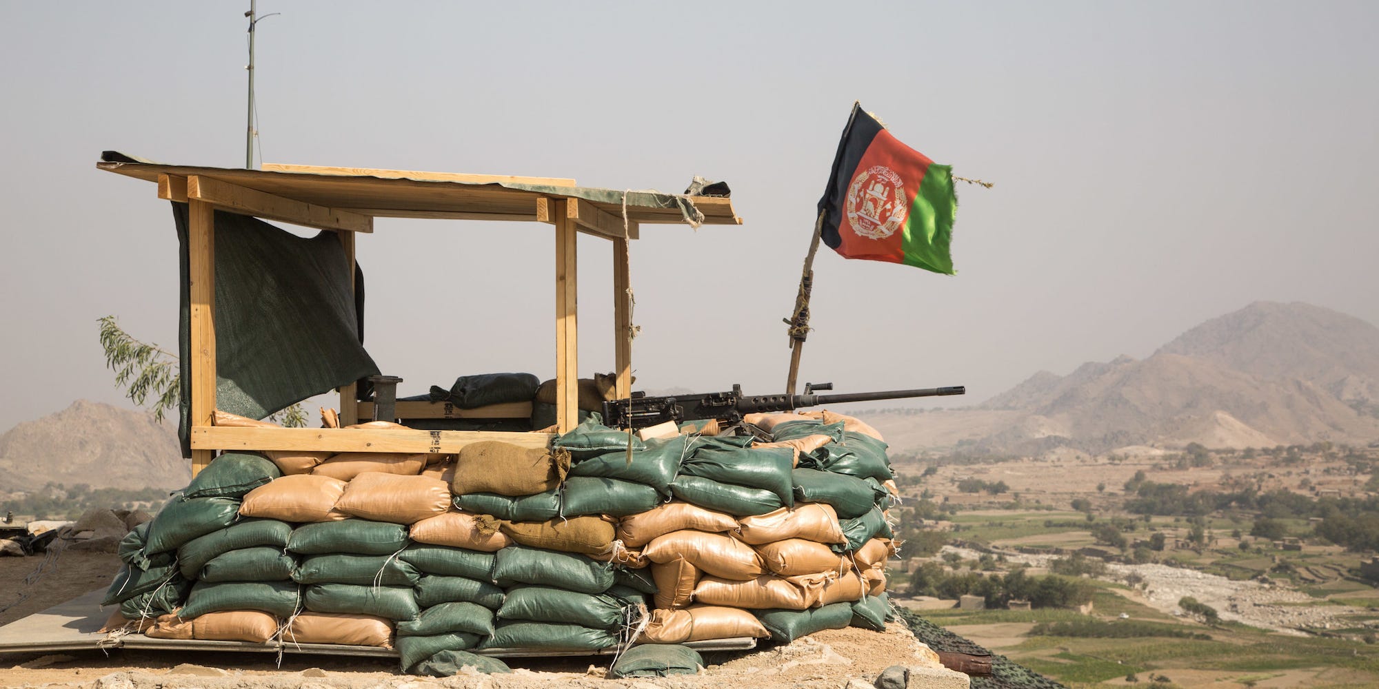 Afghan flag Pekha Valley Nangarhar Province Afghanistan