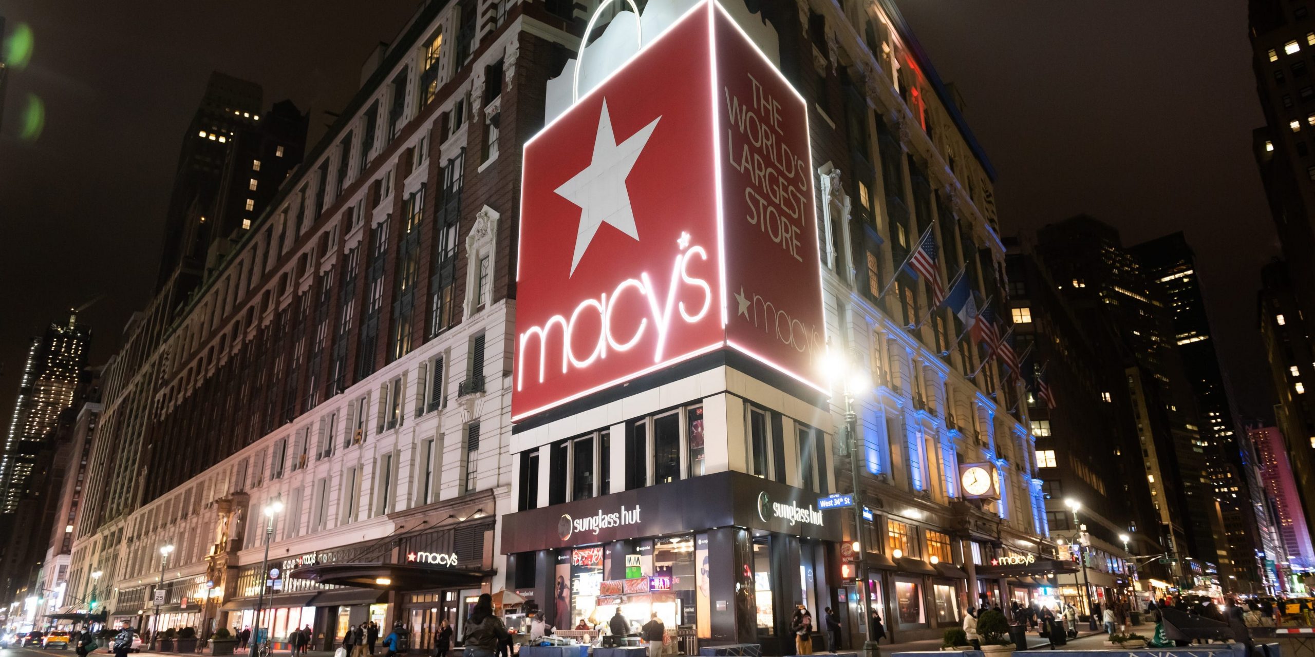 A view outside Macy's in Herald Square amid the coronavirus pandemic on March 17, 2021 in New York City.