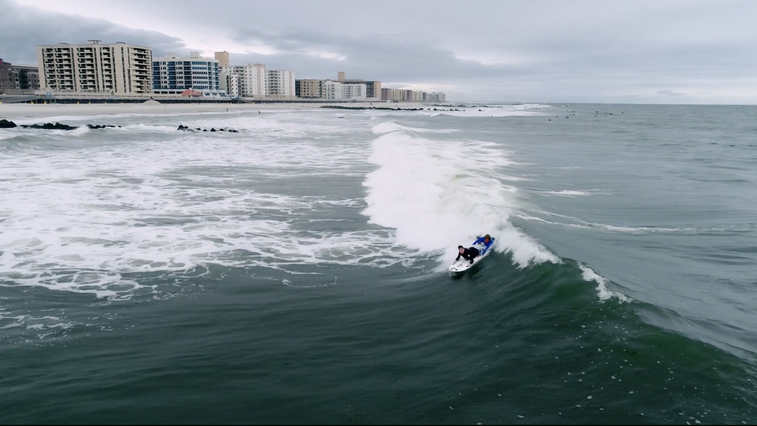 Dylan Hronec, aka the "Surfing Samurai," catches a wave.
