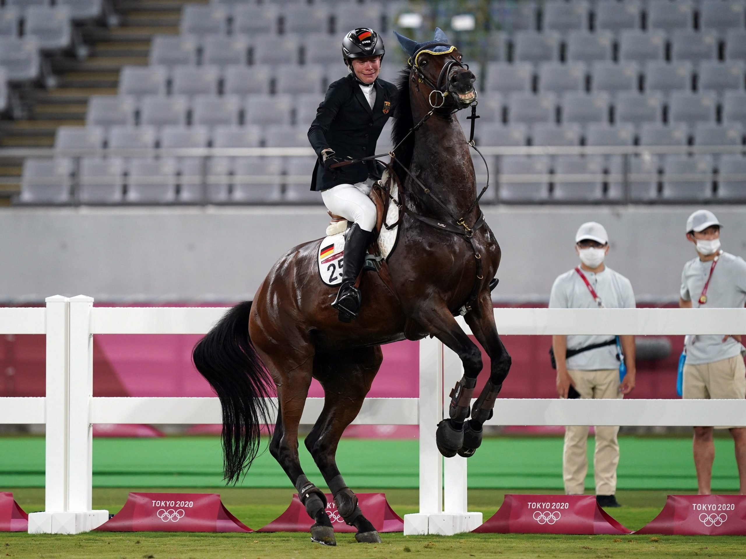 Annika Schleu of Germany during the Modern Pentathlon at Tokyo Stadium