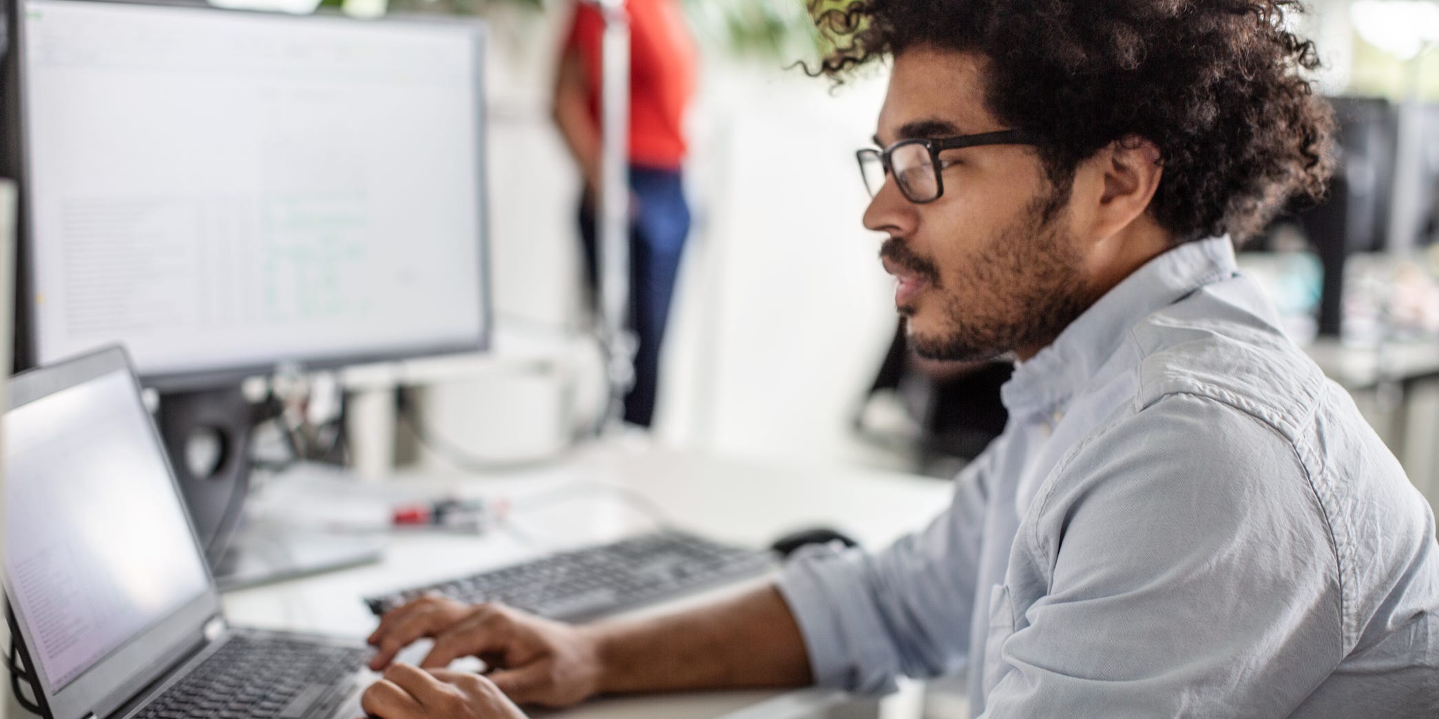 man working on computer