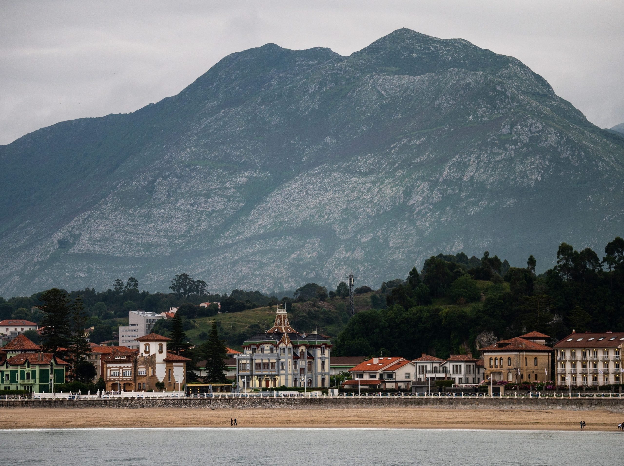 Santa Marina Beach in Ribadesella, Asturias during the summer.