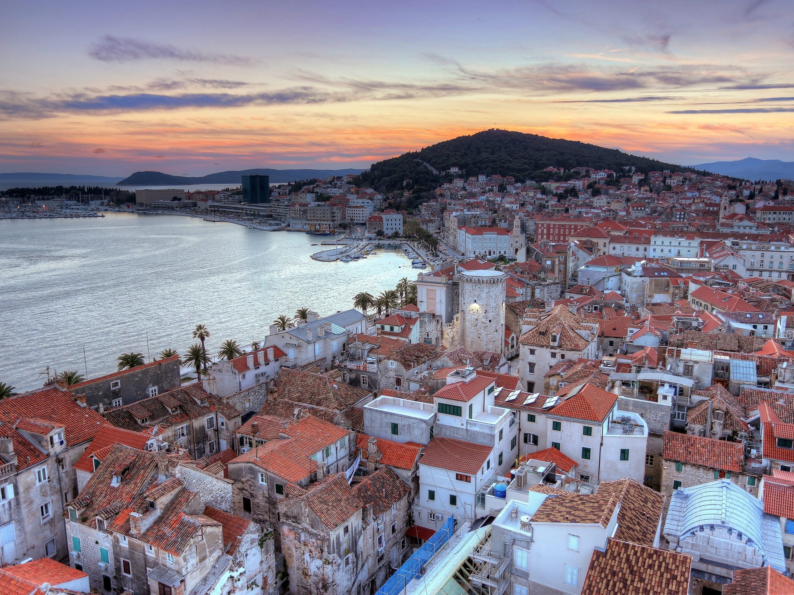 Split, Croatia at dusk - a