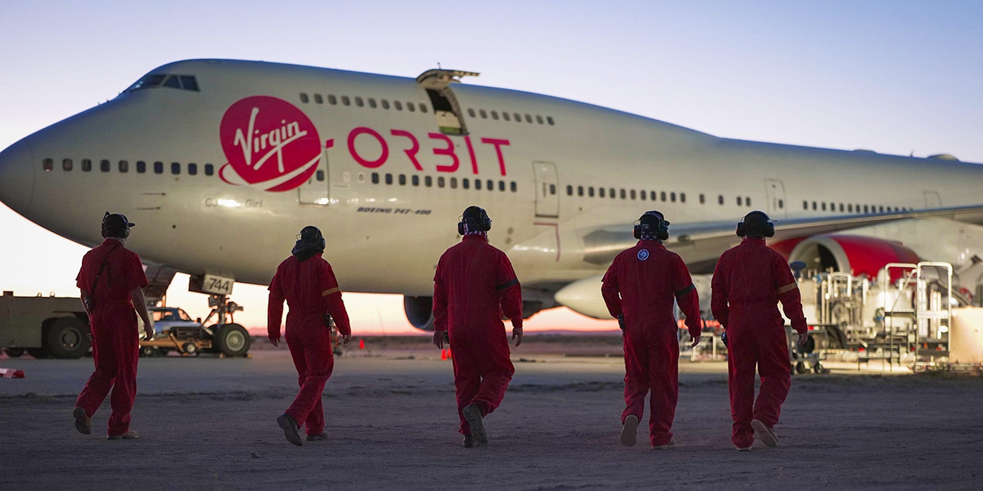 virgin orbit cosmic girl launcherone rocket runway crew staff jumpsuits P1041228_1440