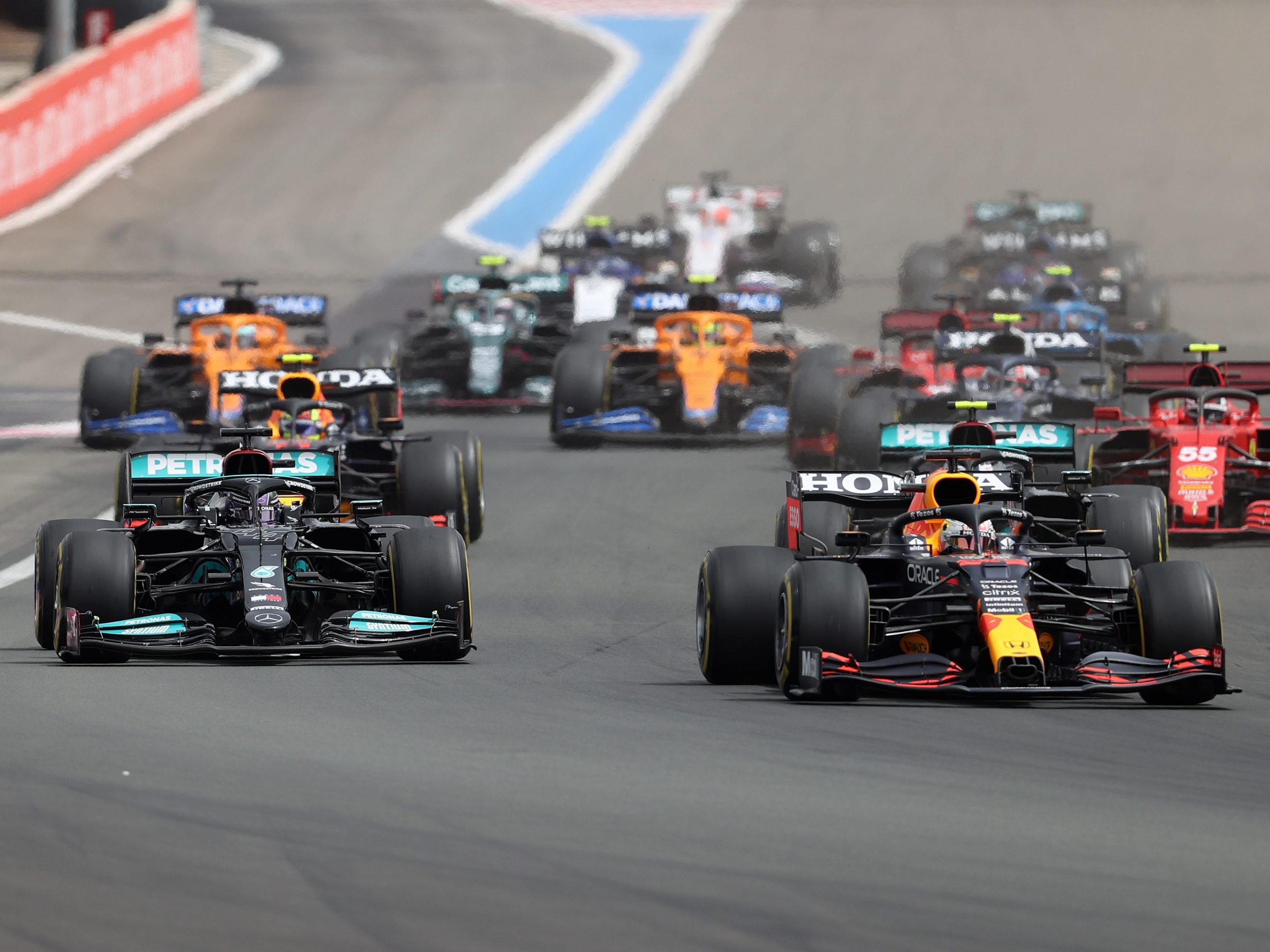 Formula One cars race at the French Grand Prix