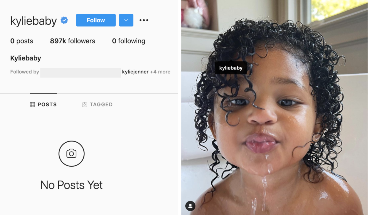 Kylie Jenner tagged the verified "@kyliebaby" account in a June 2 picture of Stormi.
