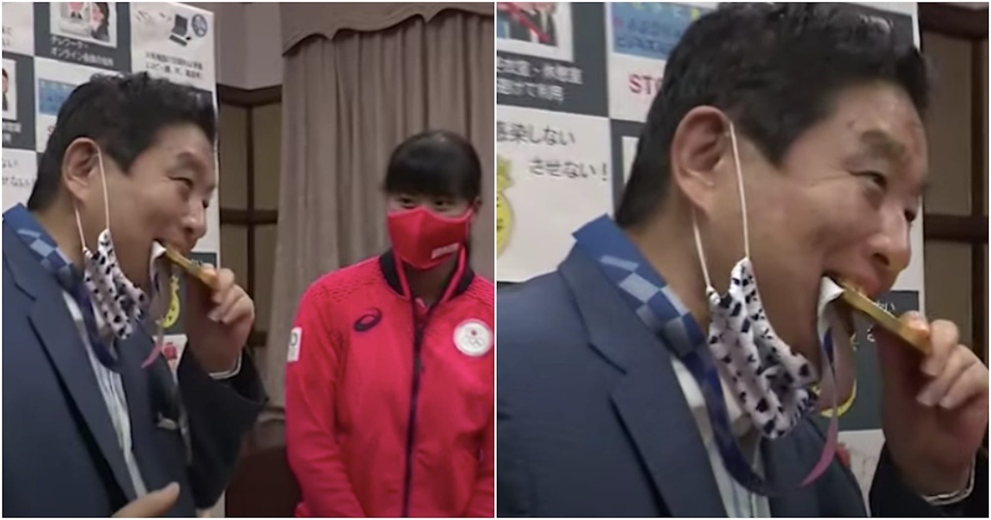 A Japanese softball player will get a replacement for her Olympic gold medal after her city mayor sank his teeth into the first one