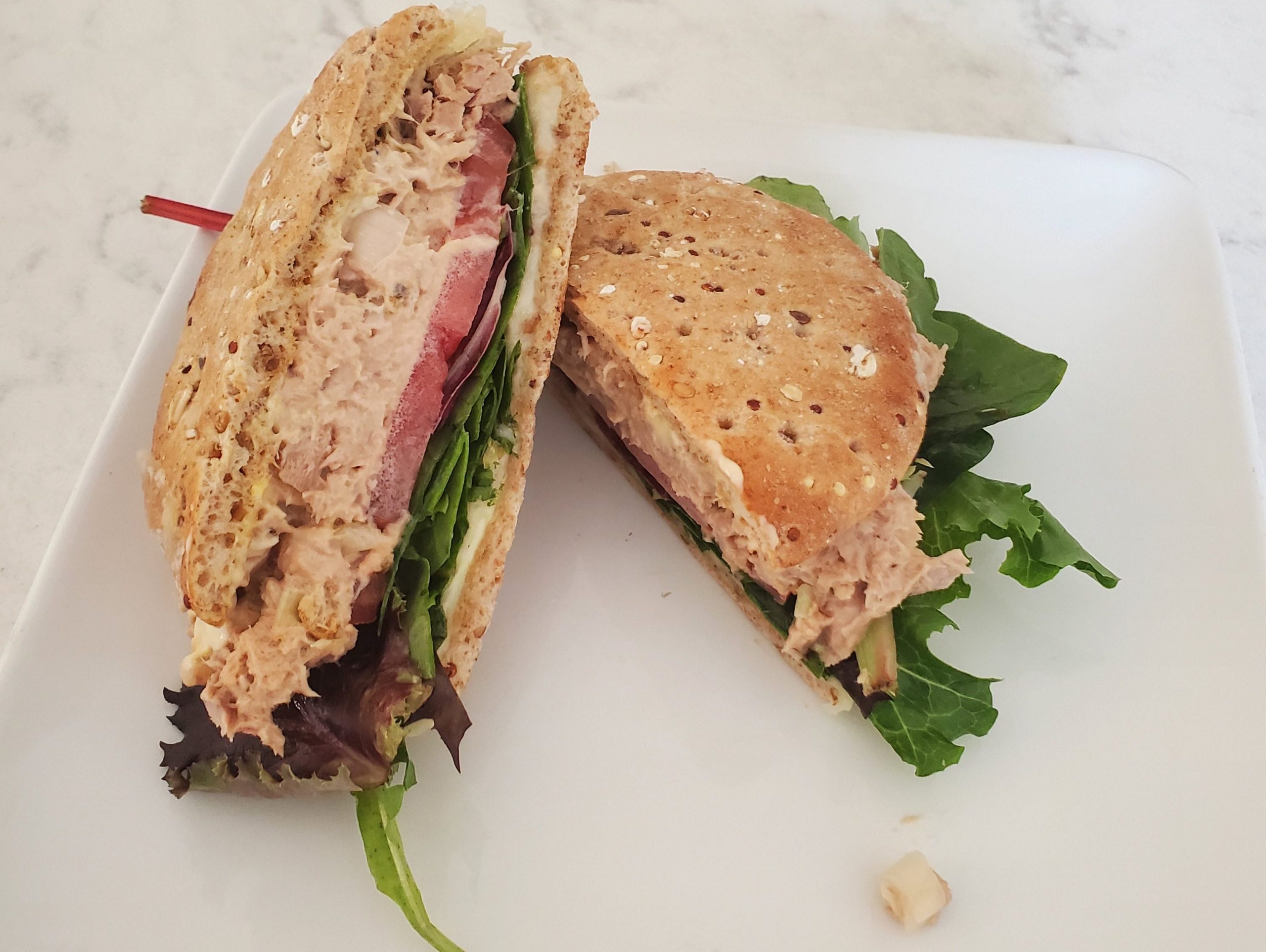 tuna salad sandwich on a plate