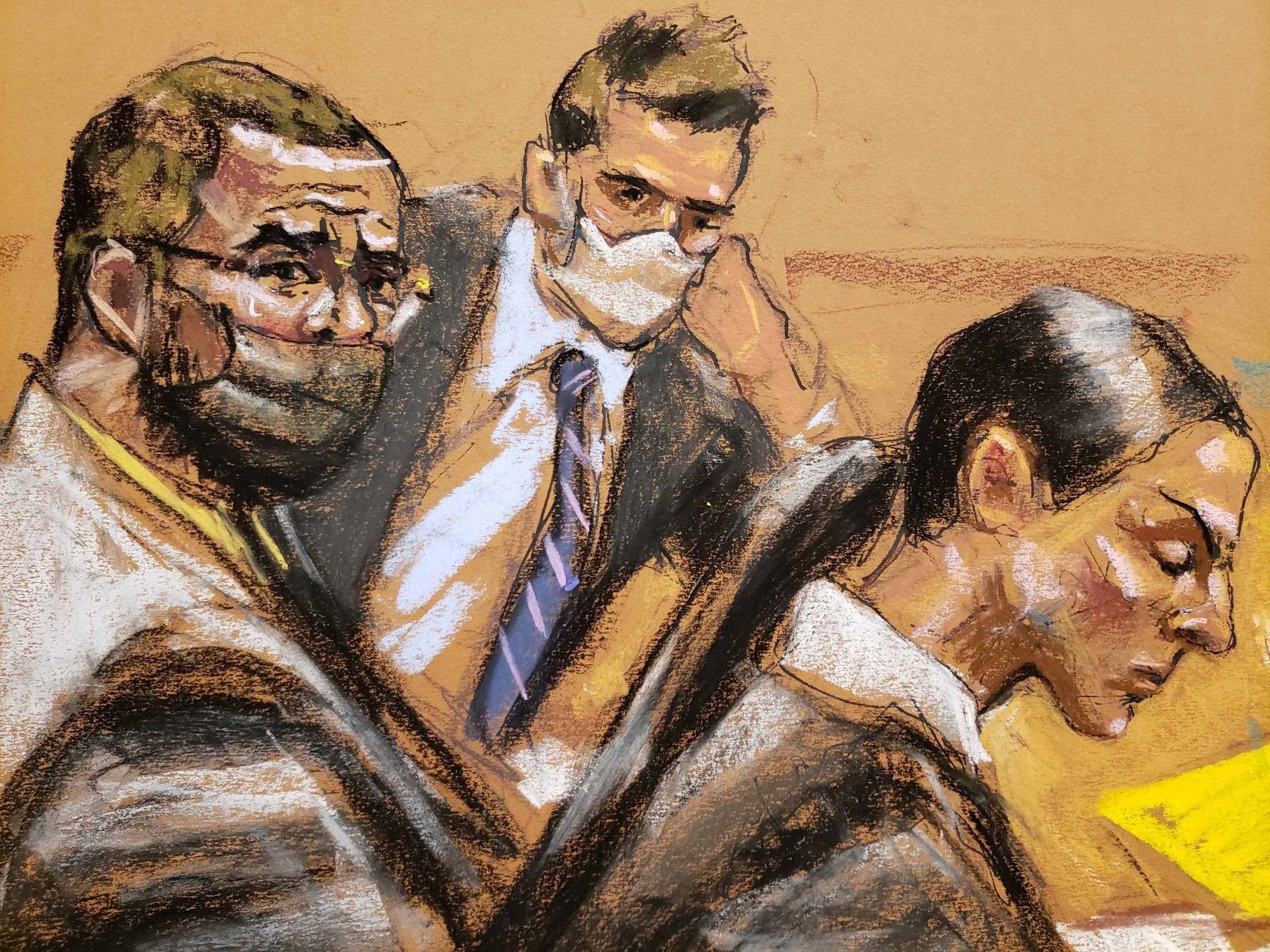 r kelly trial brooklyn court illustration lawyers