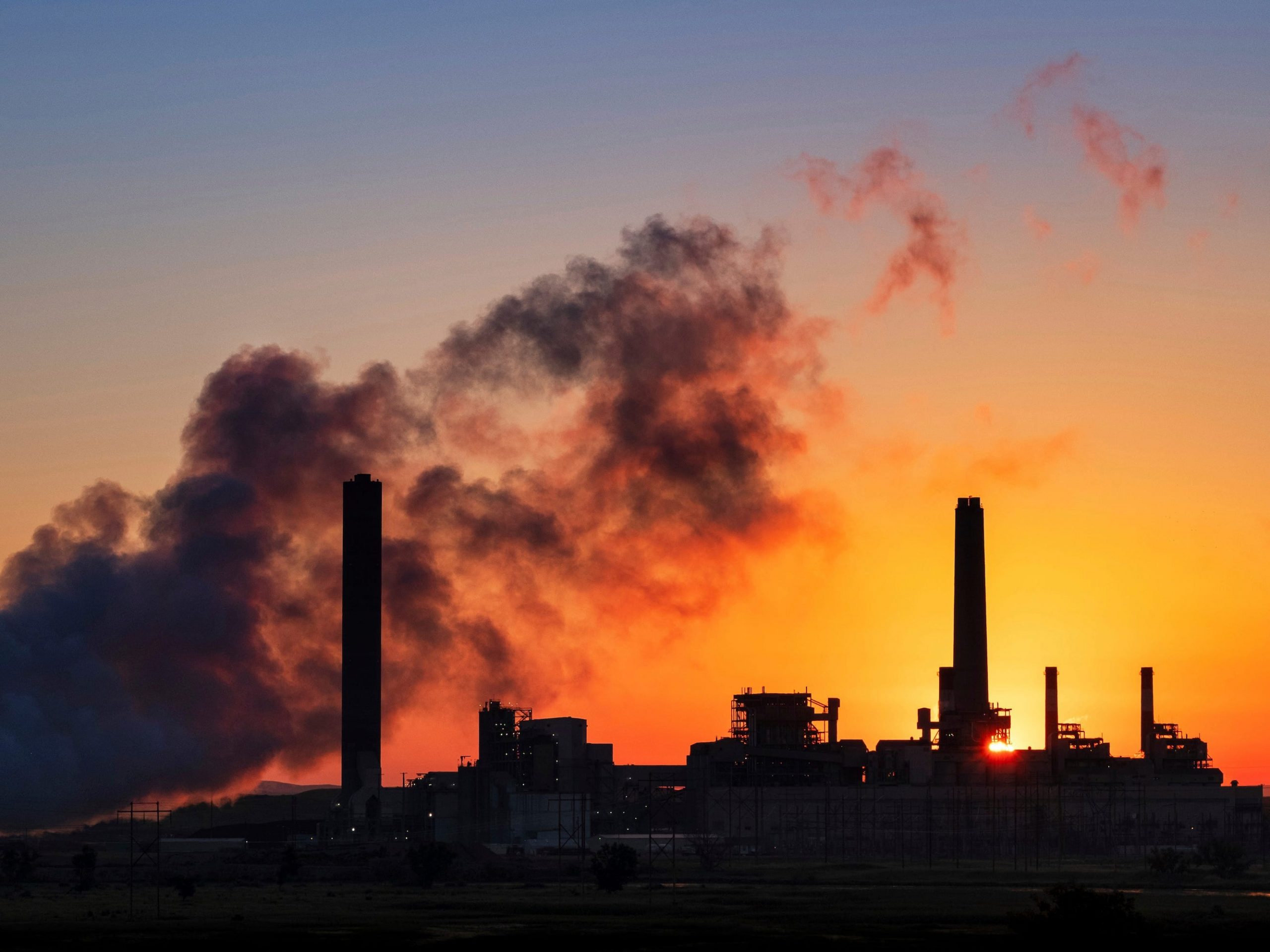 coal power plant sunset