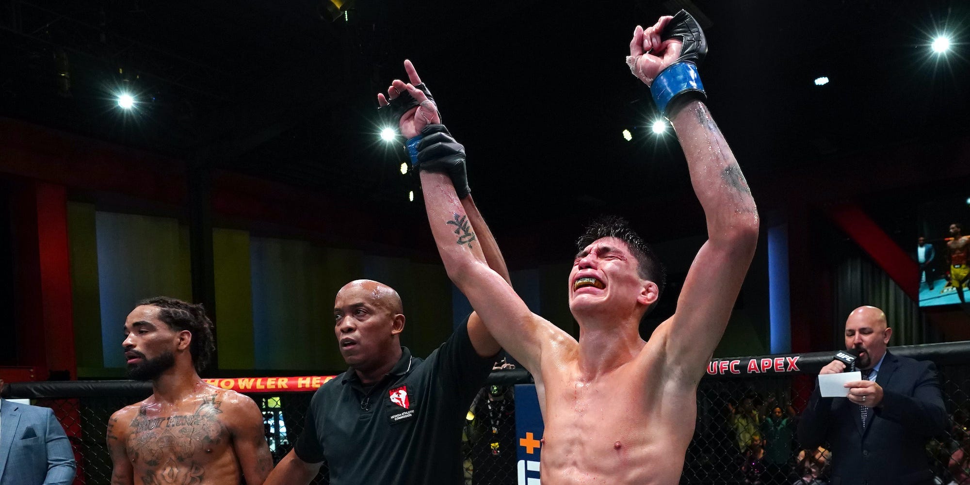 Ignacio Bahamondes celebrates his awesome UFC knockout win.