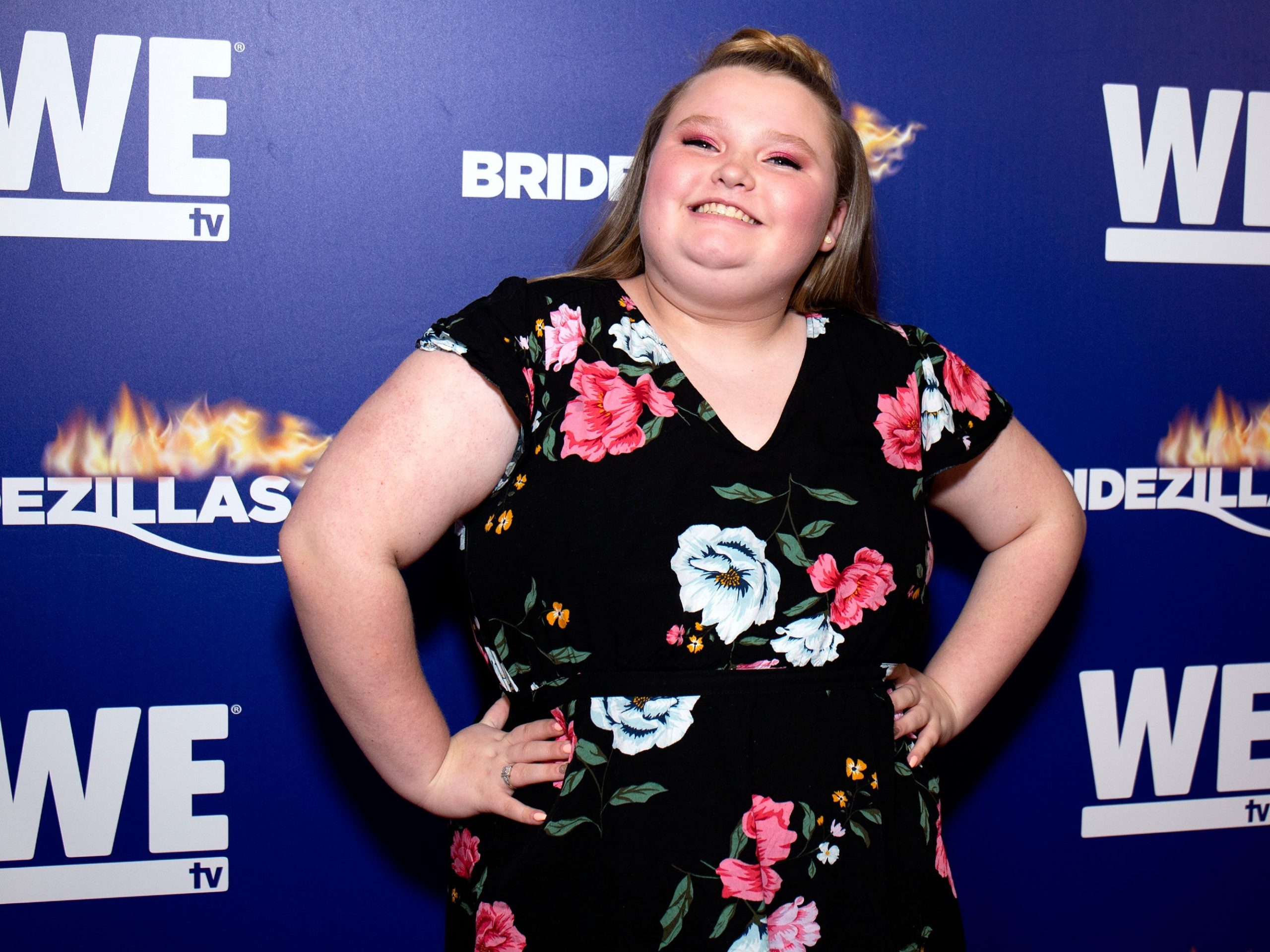 Alana Thompson strikes pose in floral dress