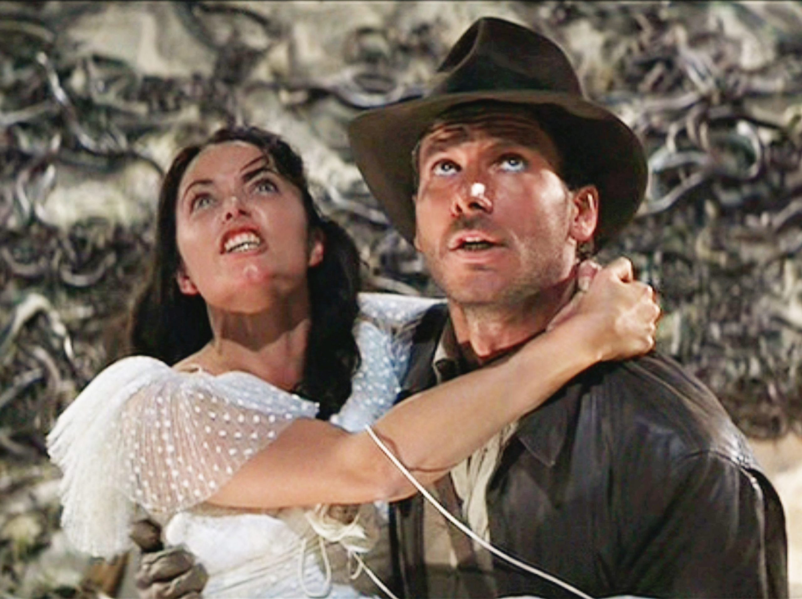 Karen Allen and Harrison Ford in Raiders of the Lost Ark