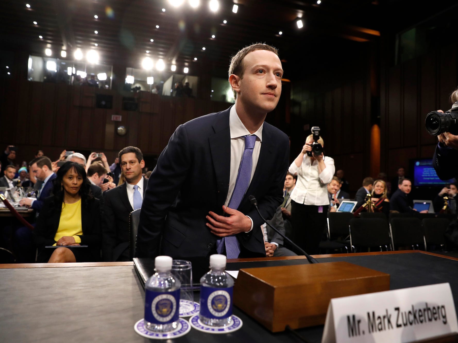 Facebook-topman Mark Zuckerberg tijdens een verhoor in Washington. Foto: Aaron P. Bernstein/Reuters