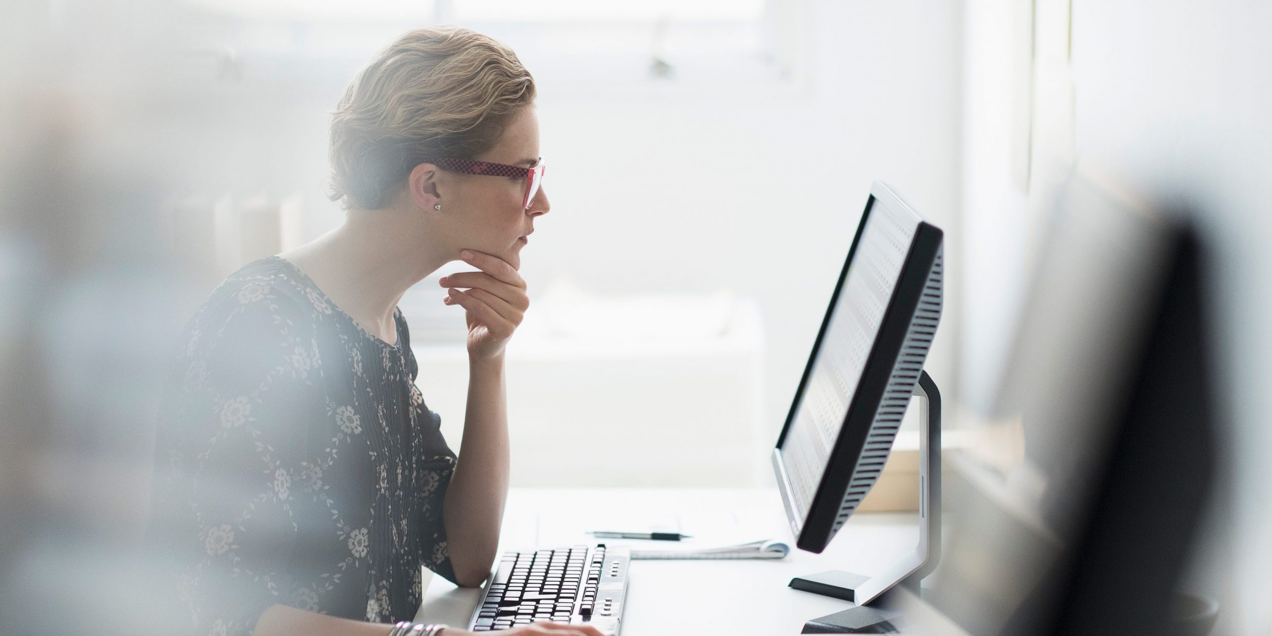 Person on desktop computer