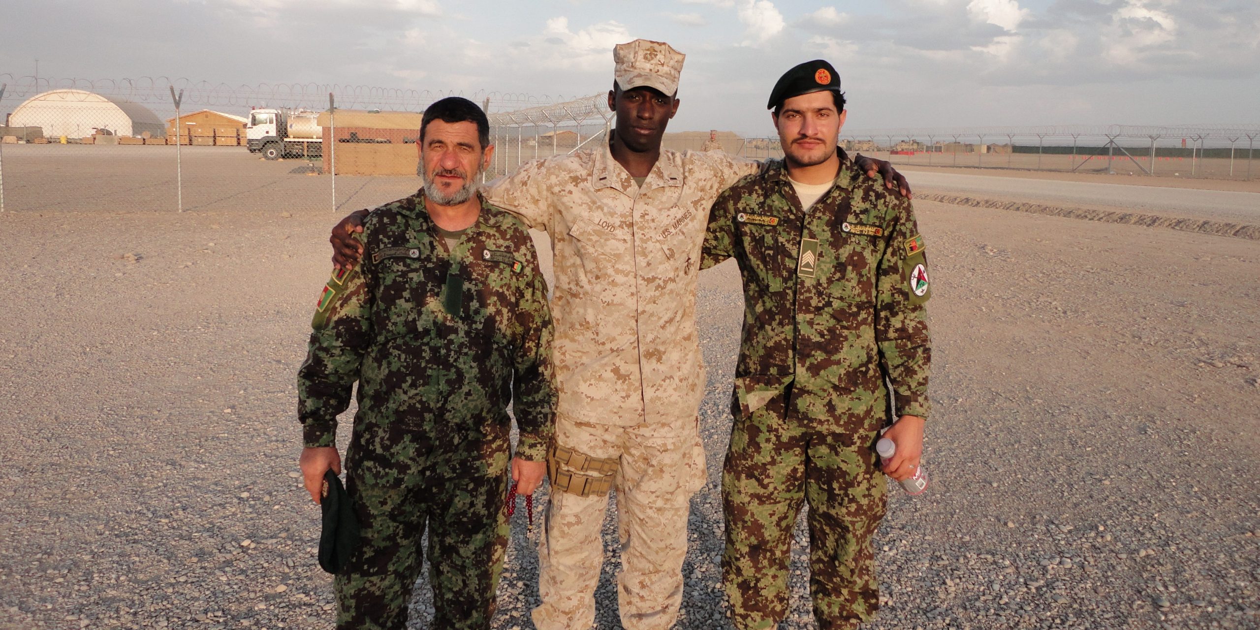 US marine with Afghan national army members